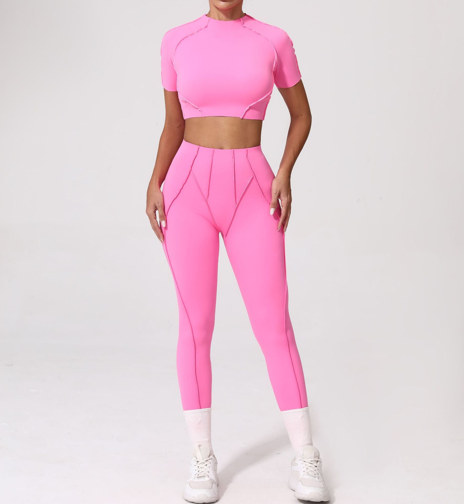 Women's quick-drying short-sleeved sports fitness suit