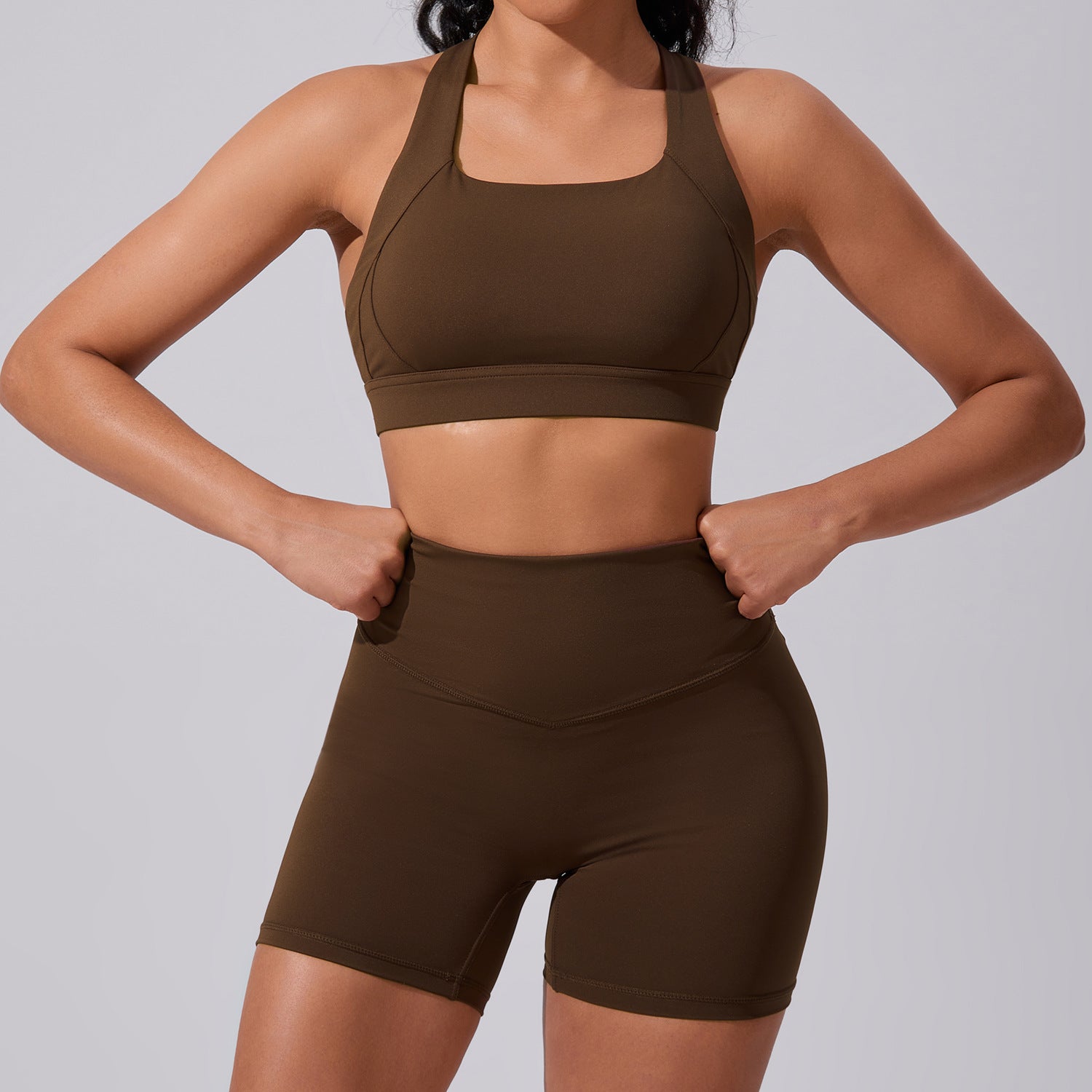 Women's Tight hip-lifting fitness suit two-piece set