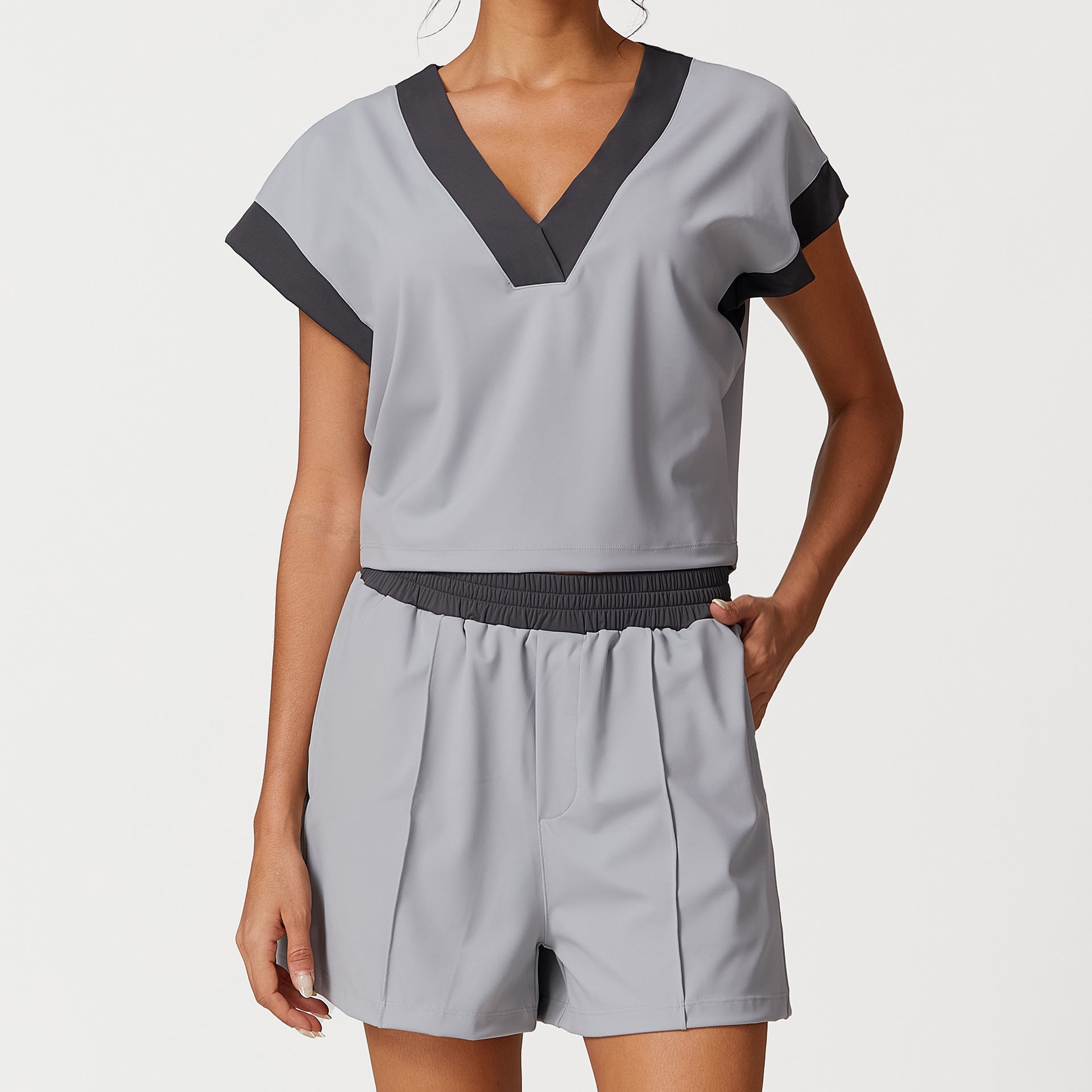 V-neck sleeveless fashionable loose sports shorts suit