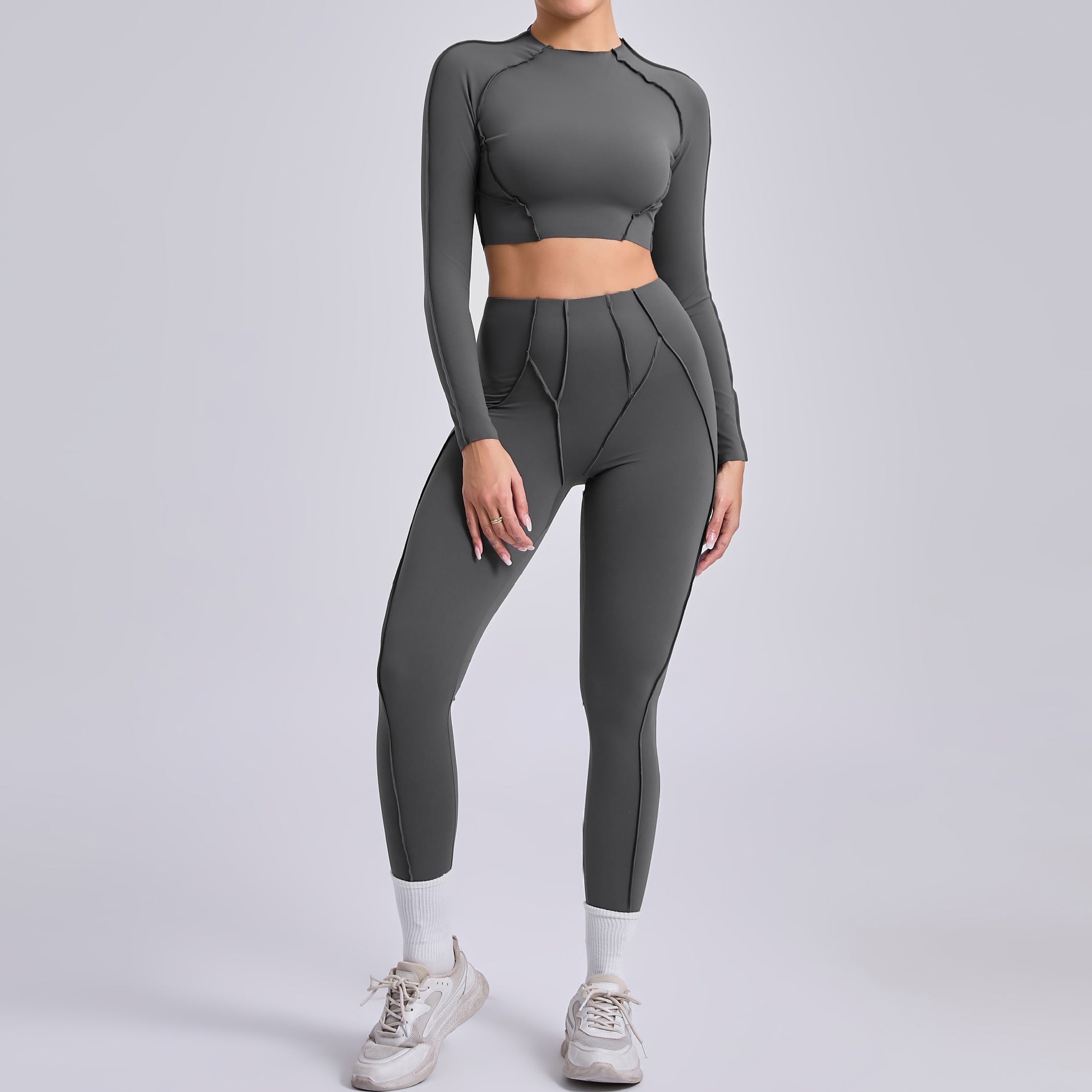 Pleated hip-lifting all-match yoga wear running sports fitness suit