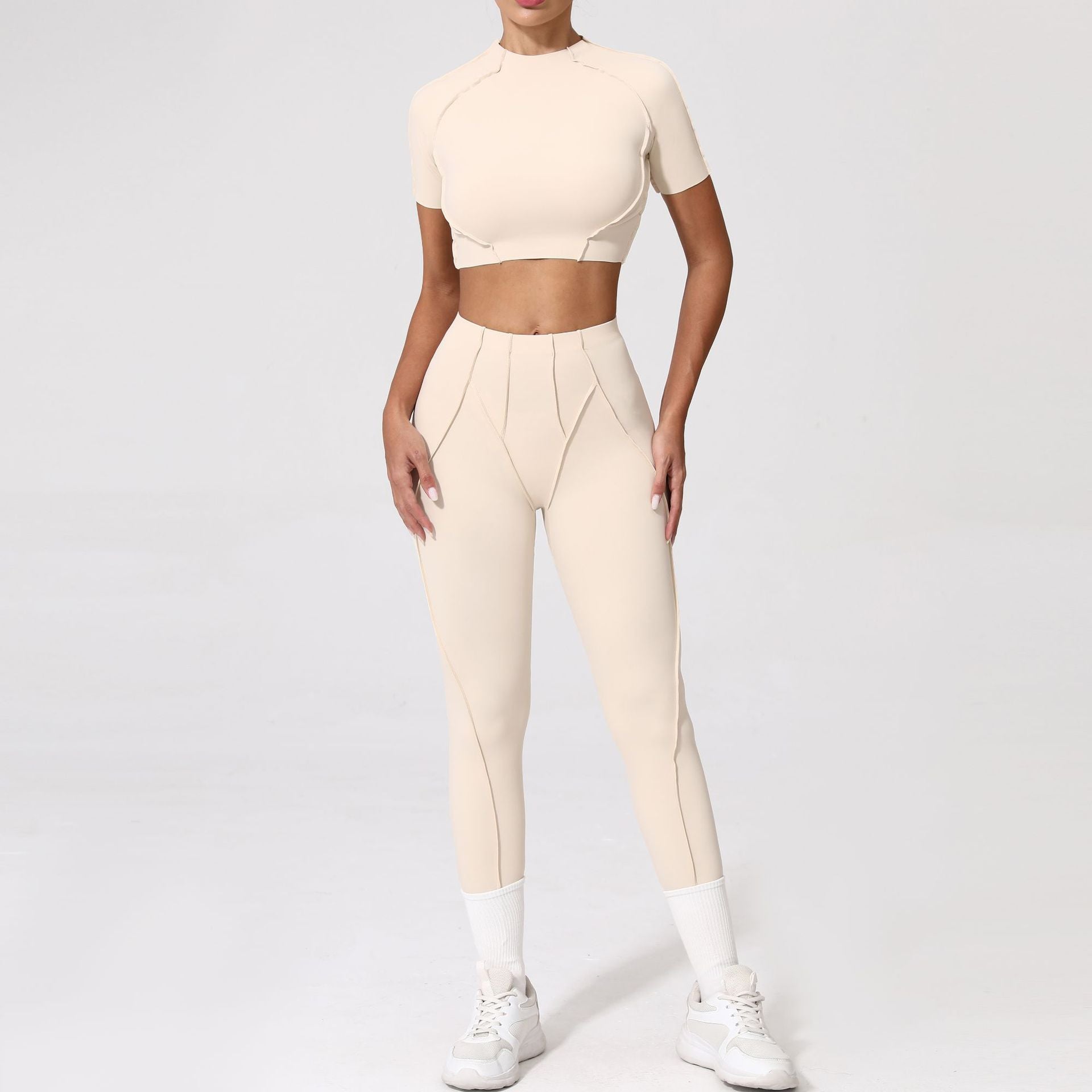 Women's quick-drying short-sleeved sports fitness suit