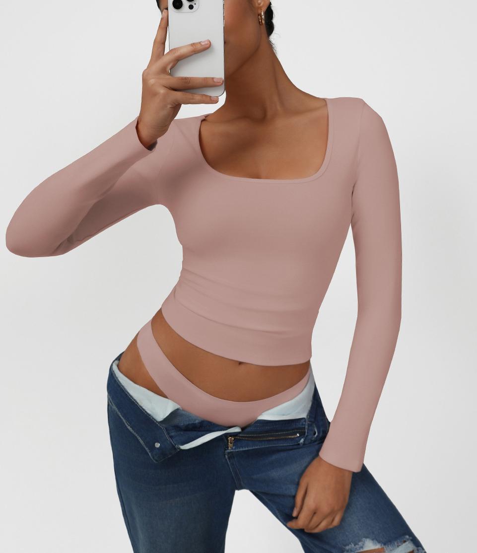 New style versatile sports top with square neck