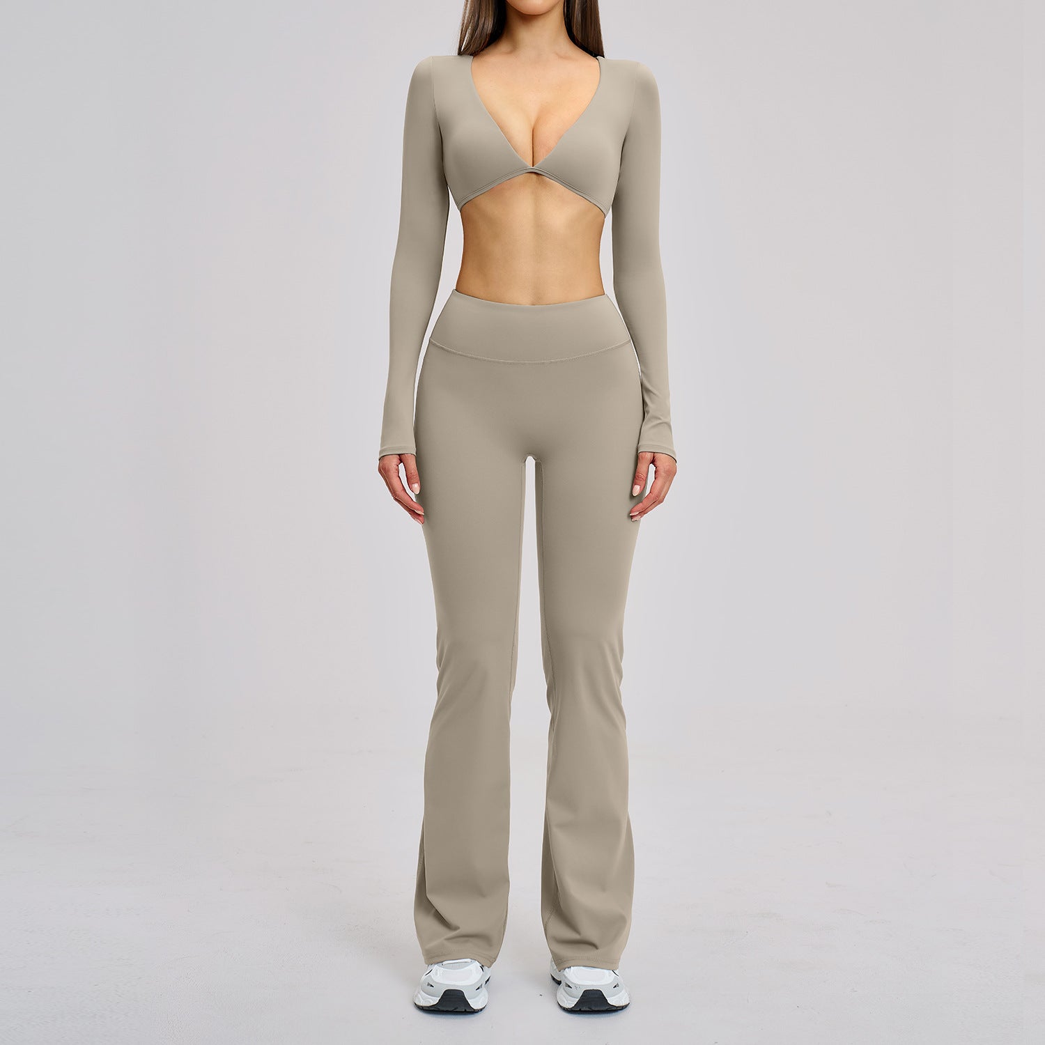 New Fashion quick-drying long sleeve tops with flare fitness yoga set