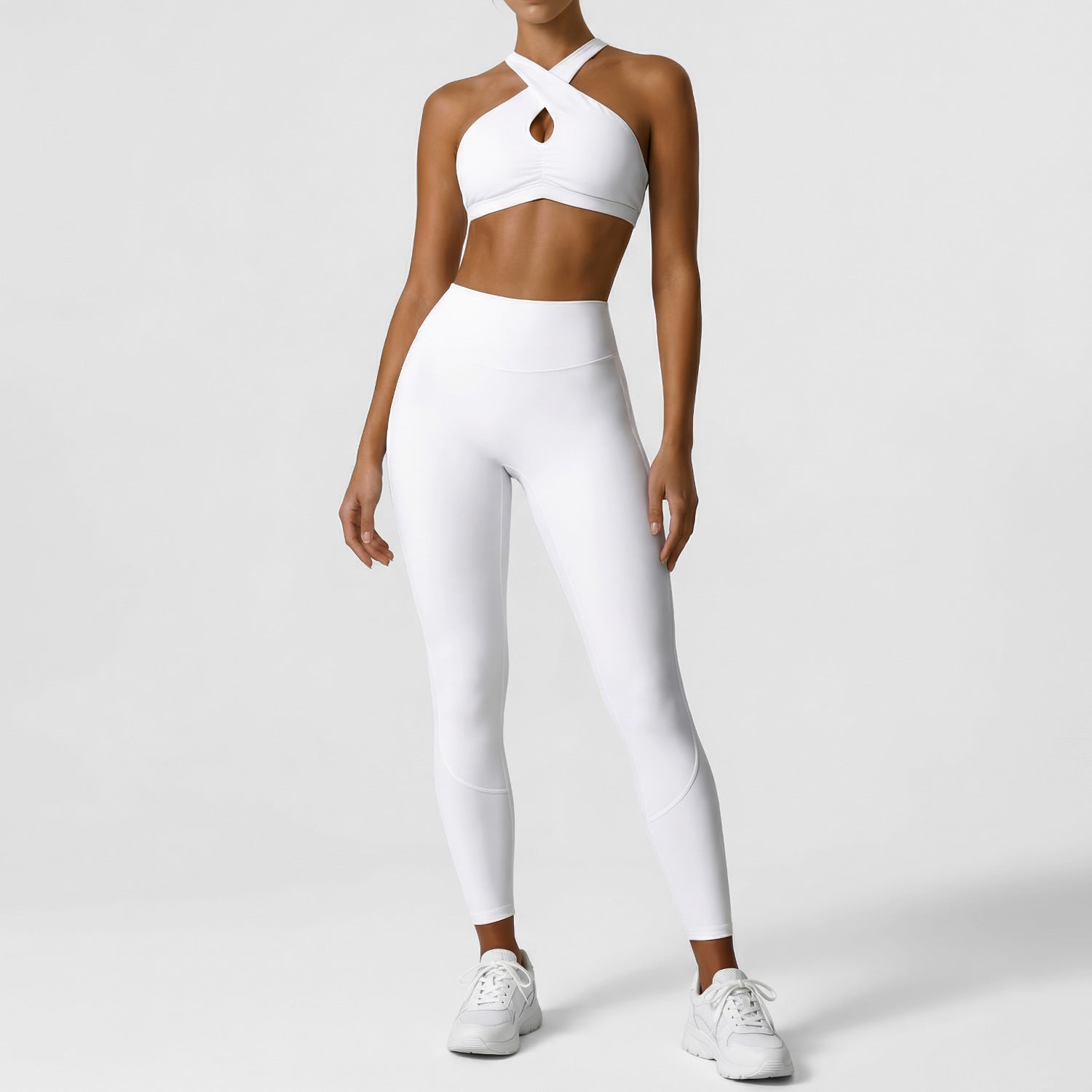 Highly Elastic Bare-Feeling Thin Strap Beauty Back, Lifted Butt High Waist Sports Two-Piece Set