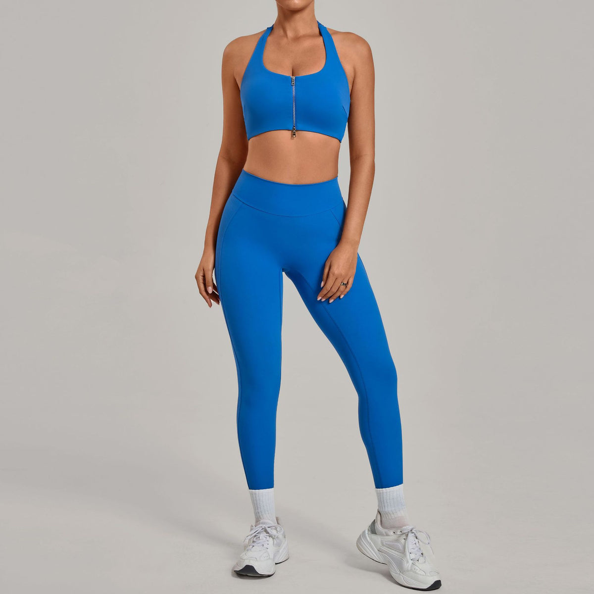 Women's wholesale Zip-Front Backless Fitted Yoga Set