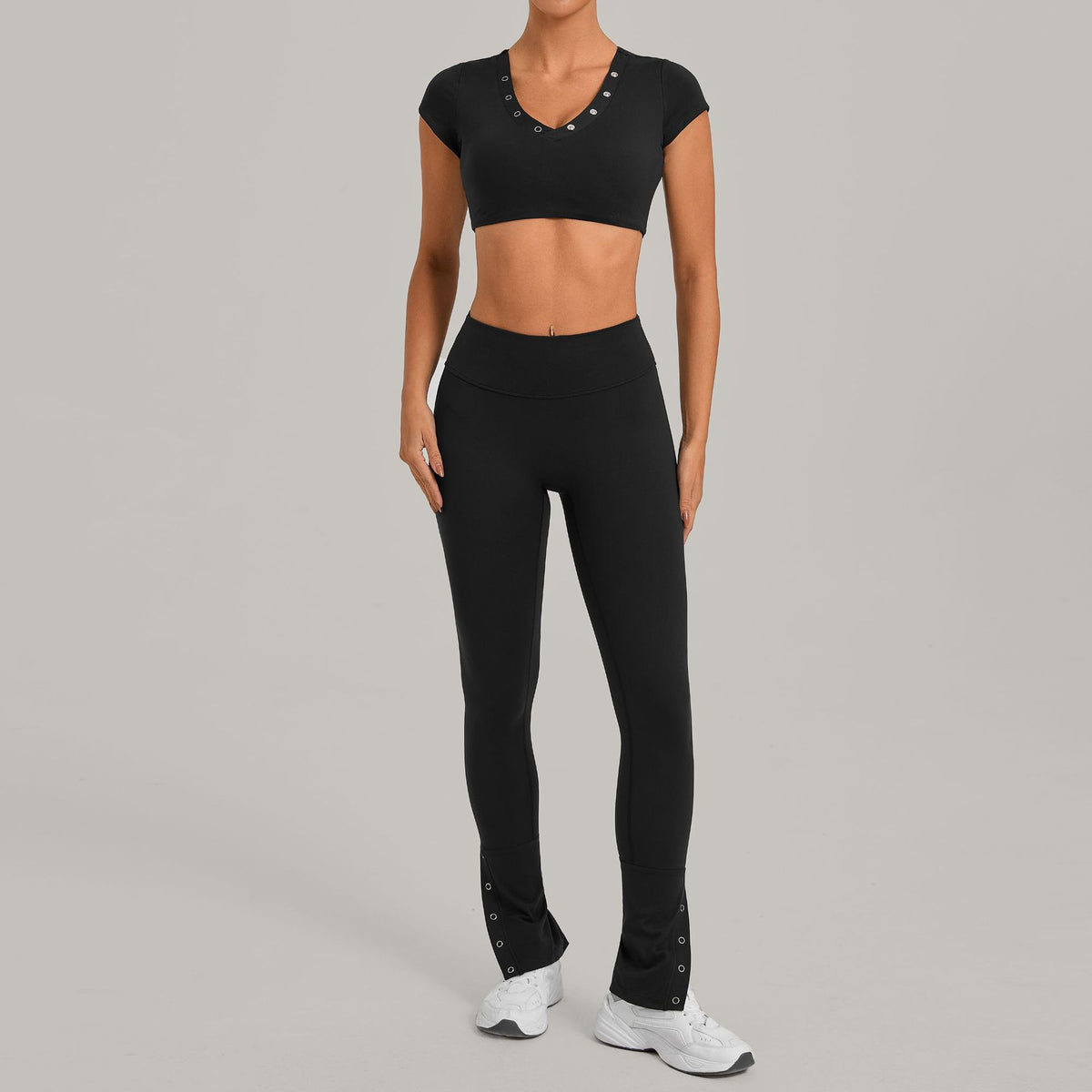 Women's Short-Sleeve with Long-Pant Yoga Two-Piece Set
