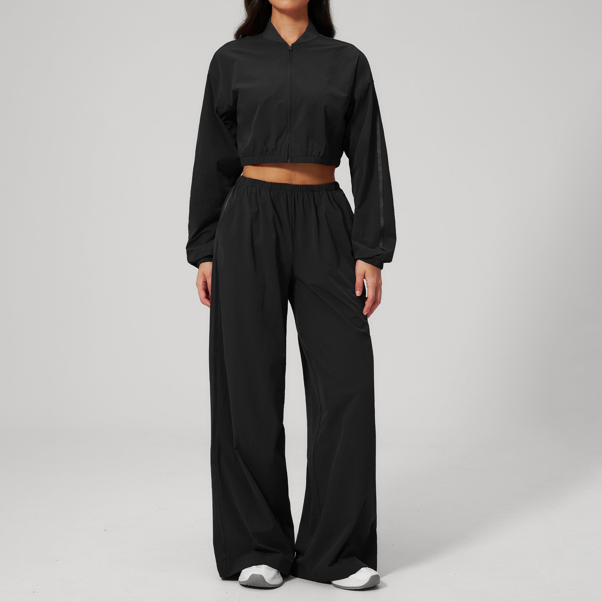 New Women's Sun-Protective Cropped Top with Quick-Drying Long Pants Set