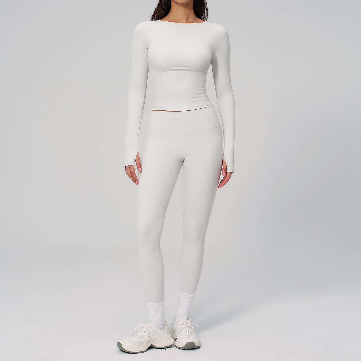 Quick-Drying Long-Sleeve Top with Butt-Lifting Leggings Set Compression Fitness Outfit