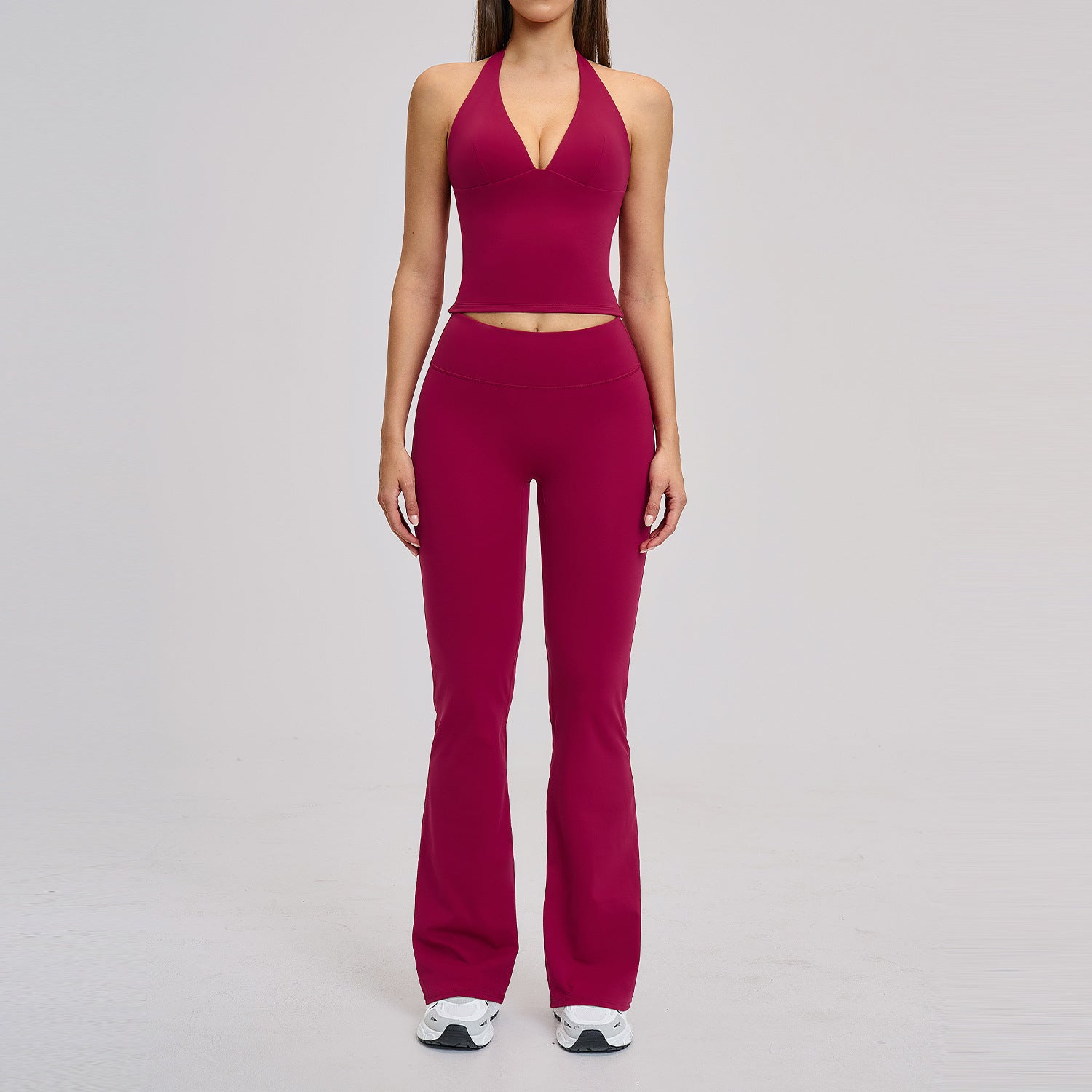 Hot-selling new style sports bras with flare fitness gym set for women