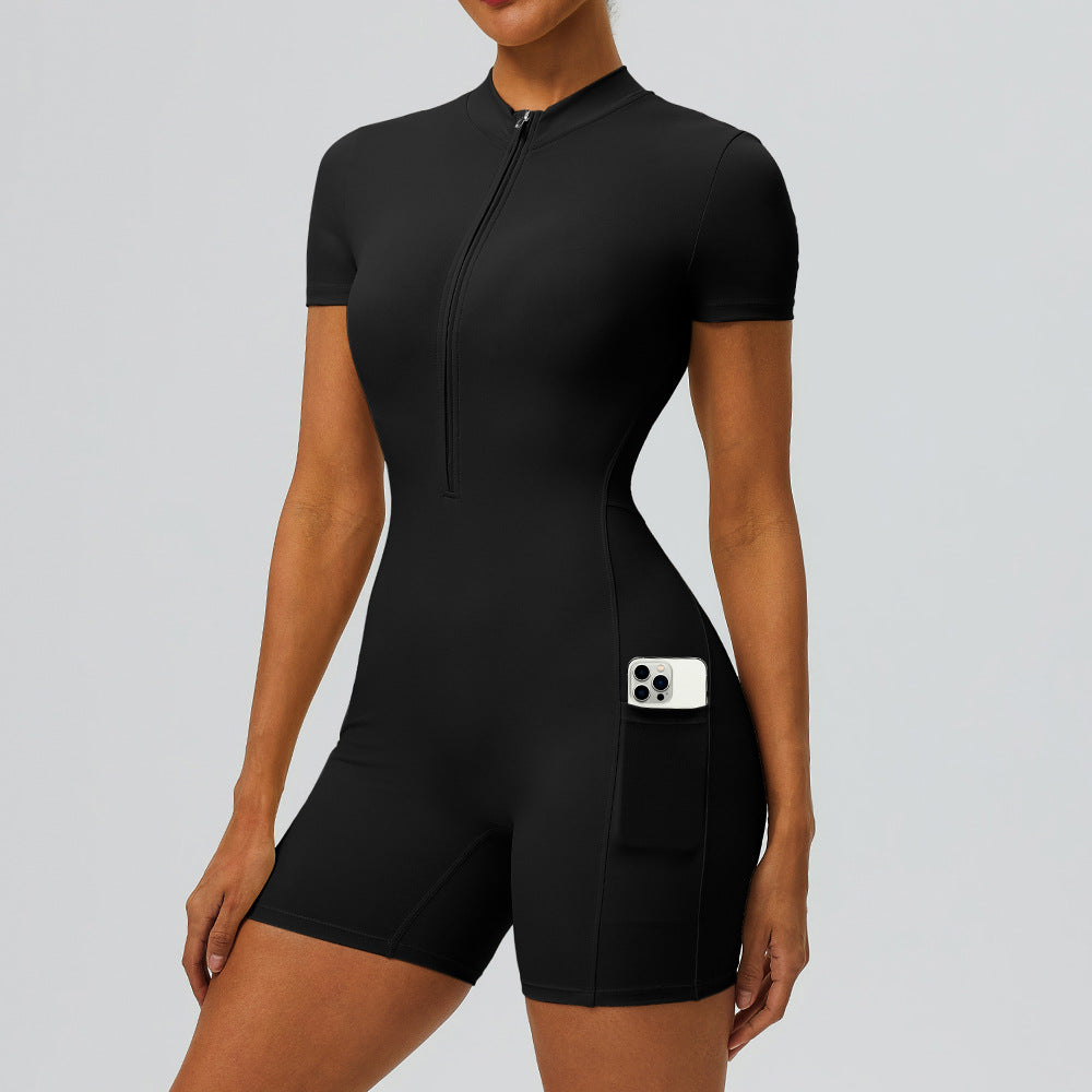 Butt-Lifting jumpsuit with pockets fitness bodysuit