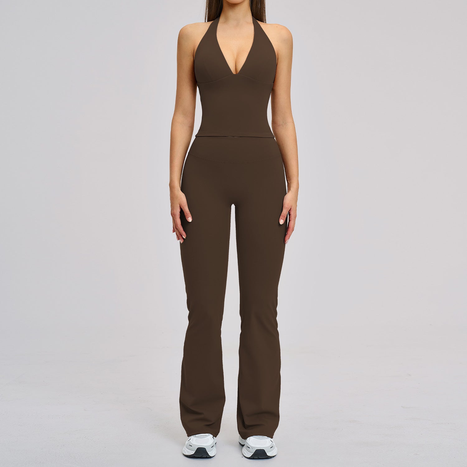 Hot-selling new style sports bras with flare fitness gym set for women