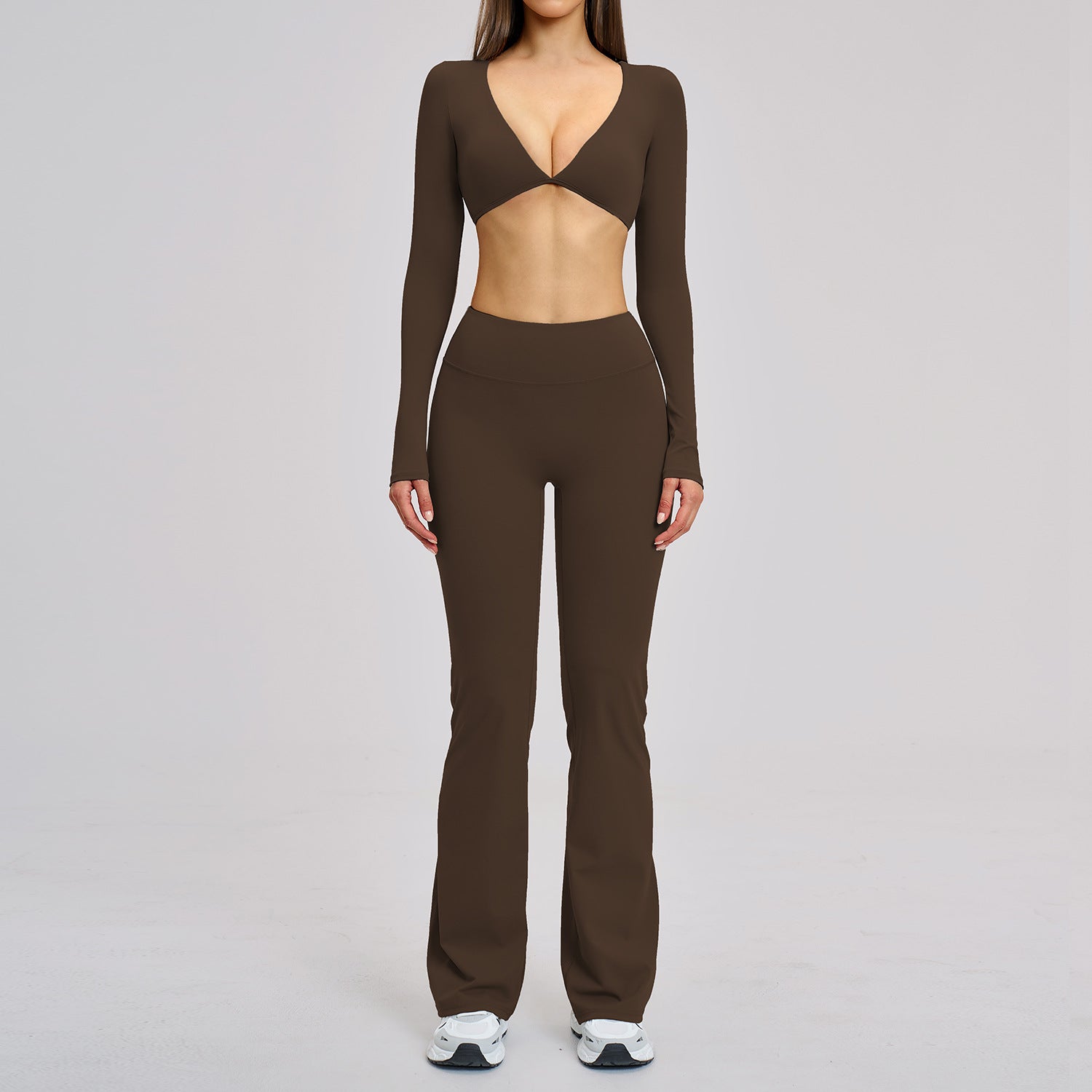 New Fashion quick-drying long sleeve tops with flare fitness yoga set