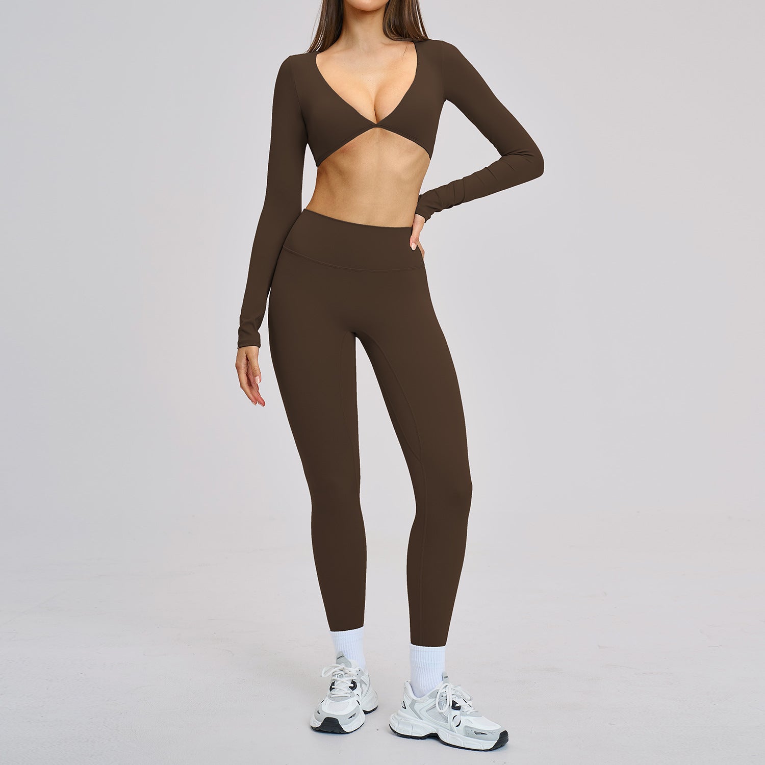 Hot-selling new style sports long sleeve shirts fitness gym set for women