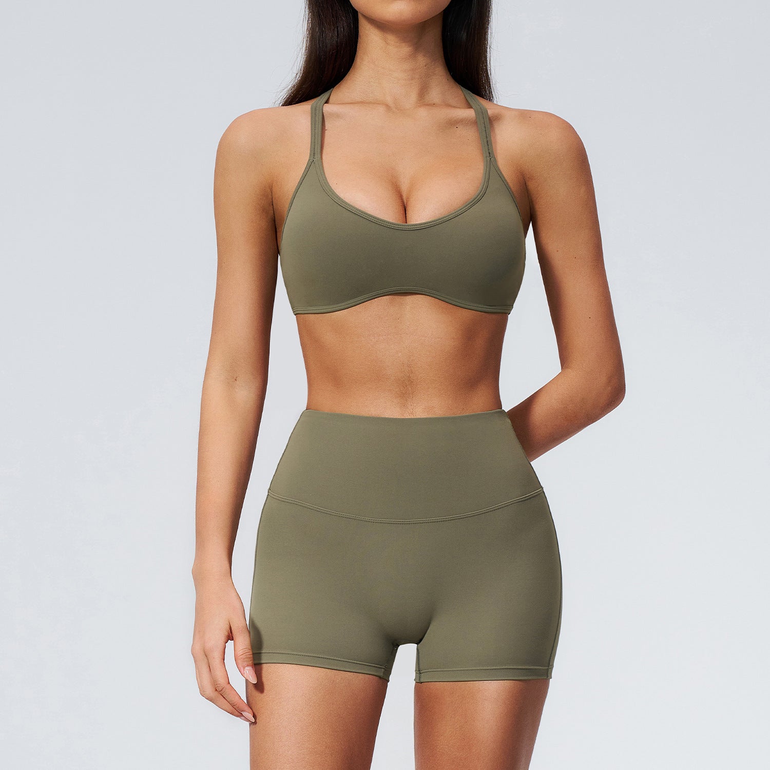 Women's wholesale quick-drying bras with shorts fitness set
