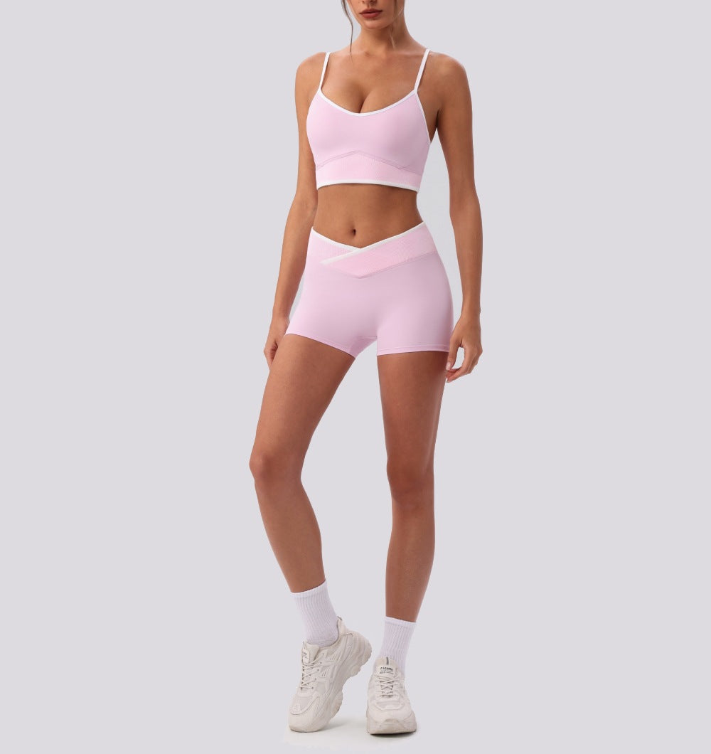 Women's Breathable Bras with Butt-Lifting Shorts Yoga Two-Piece Set