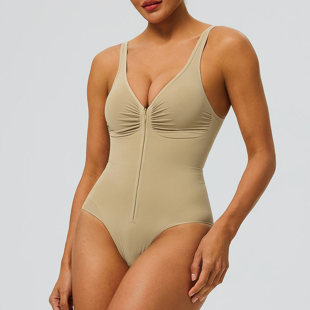 Seamless Bodyshaper with Zipper One-Piece Sculpting Bodysuit