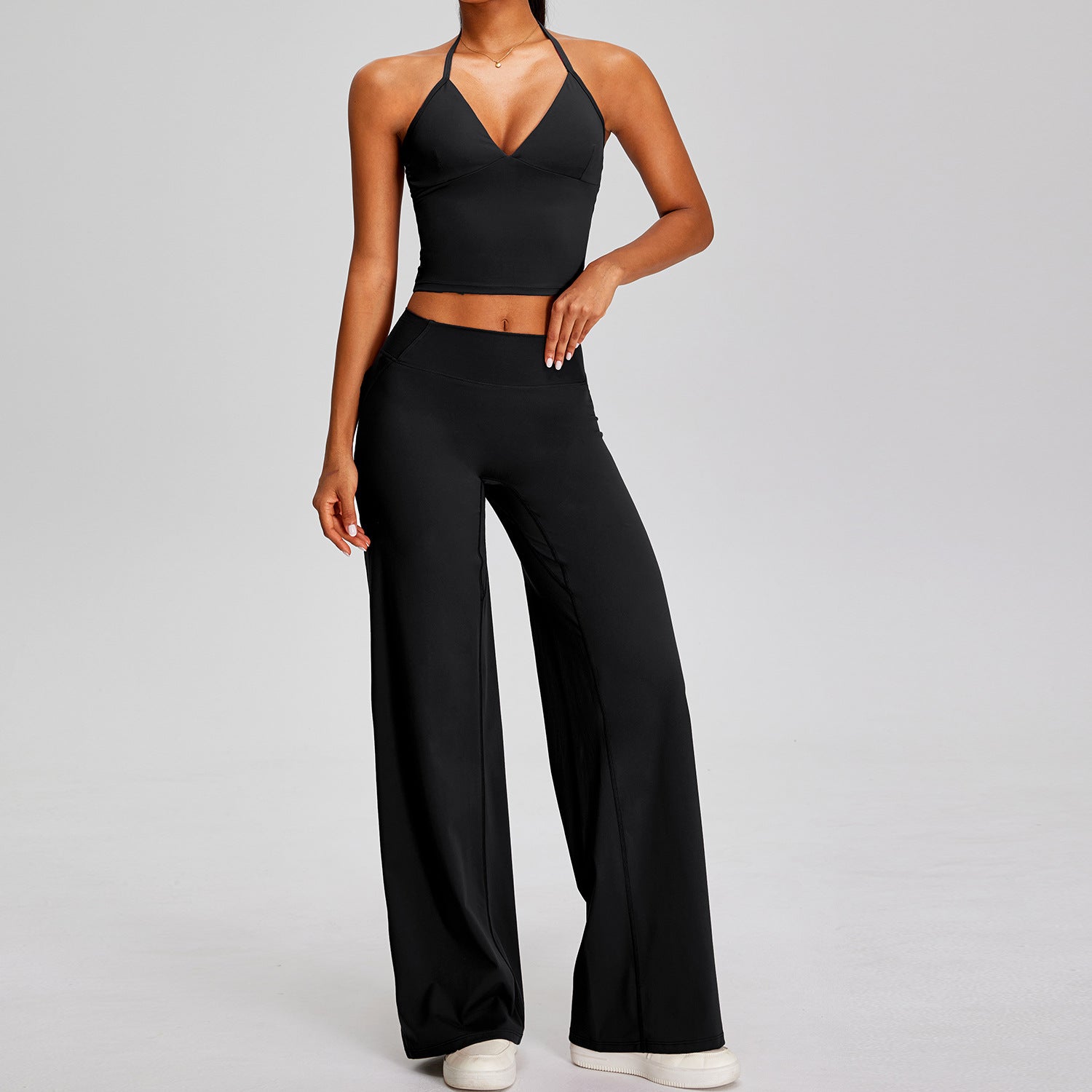 Sexy Solid-Color Backless Sports Bra with pants Set fitness Yoga Outfit