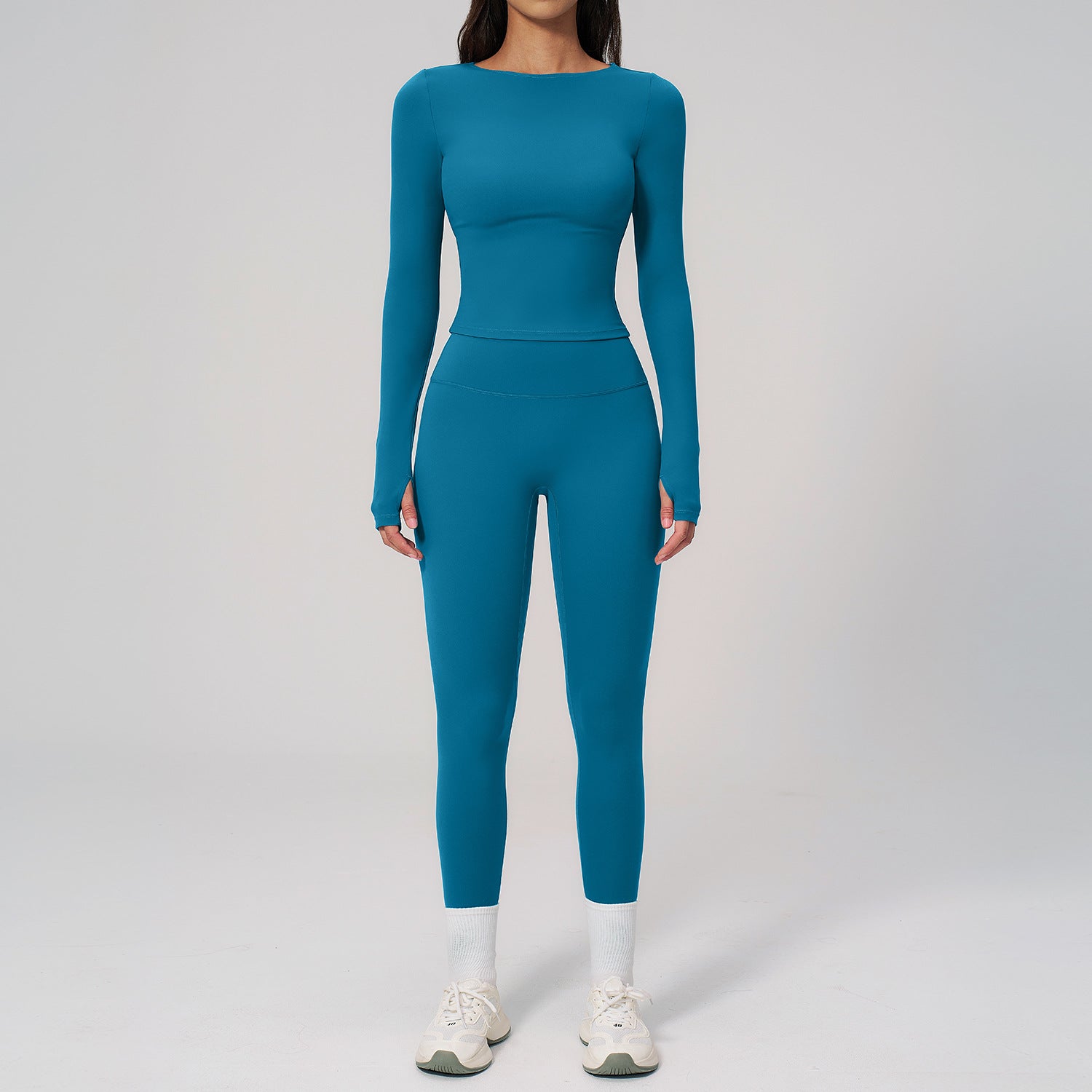 Quick-Drying Long-Sleeve Top with Butt-Lifting Leggings Set Compression Fitness Outfit
