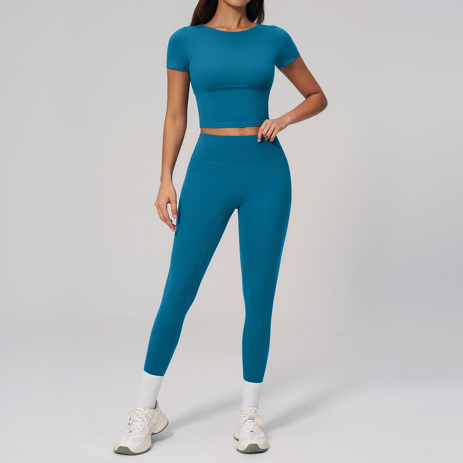 Quick-Drying T-Shirt with Leggings Set Butt-Lifting Skin-Friendly Fitness Outfit