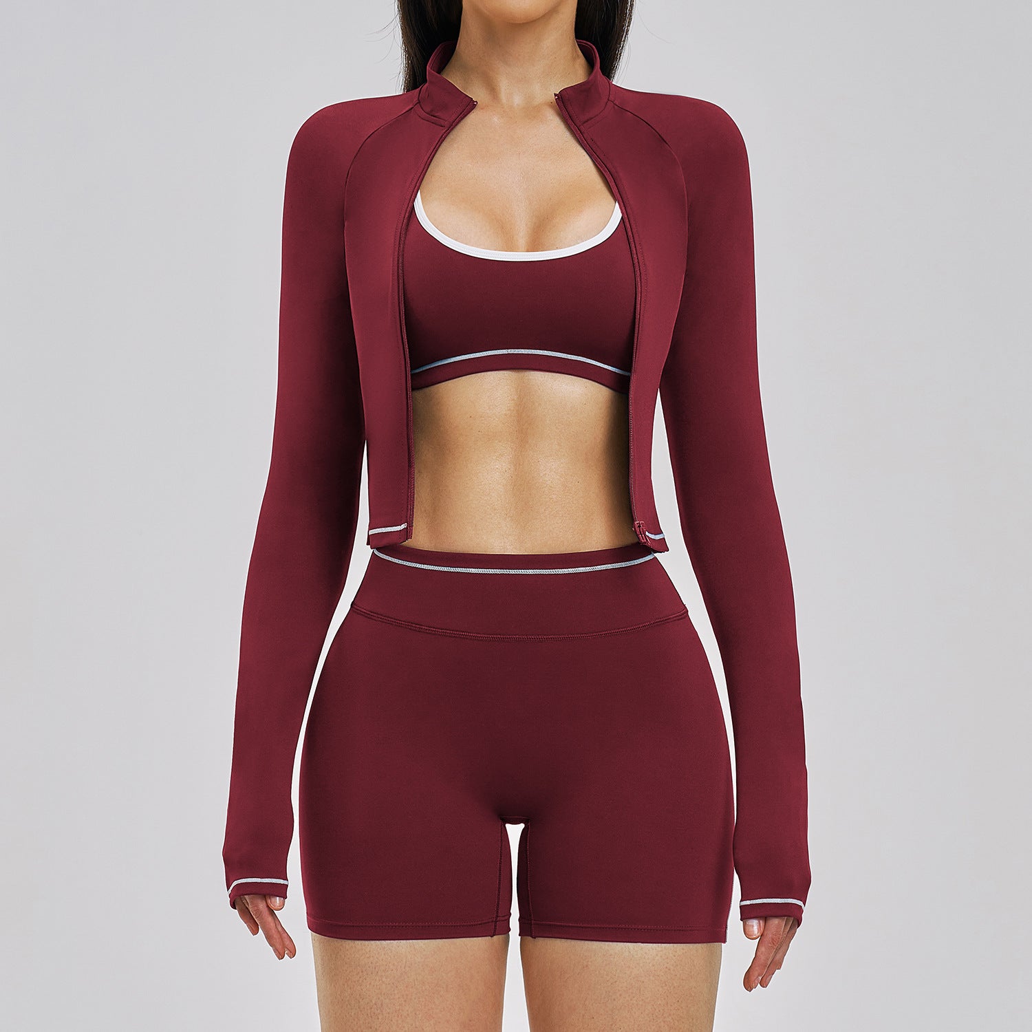 Women's Casual Fitness Set 3-Piece Outdoor Running Sports Outfit