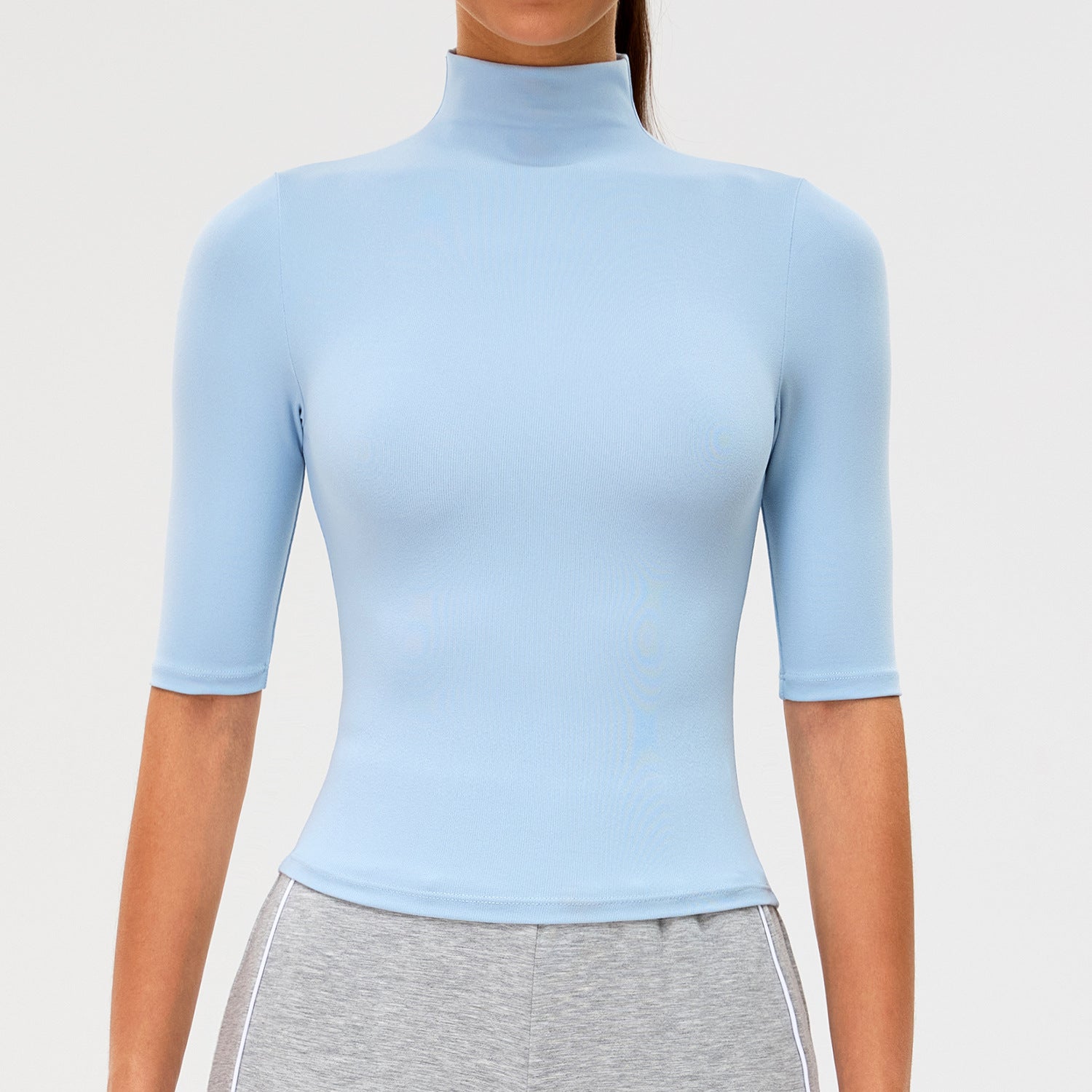 New High-Neck Short-Sleeve Yoga Top