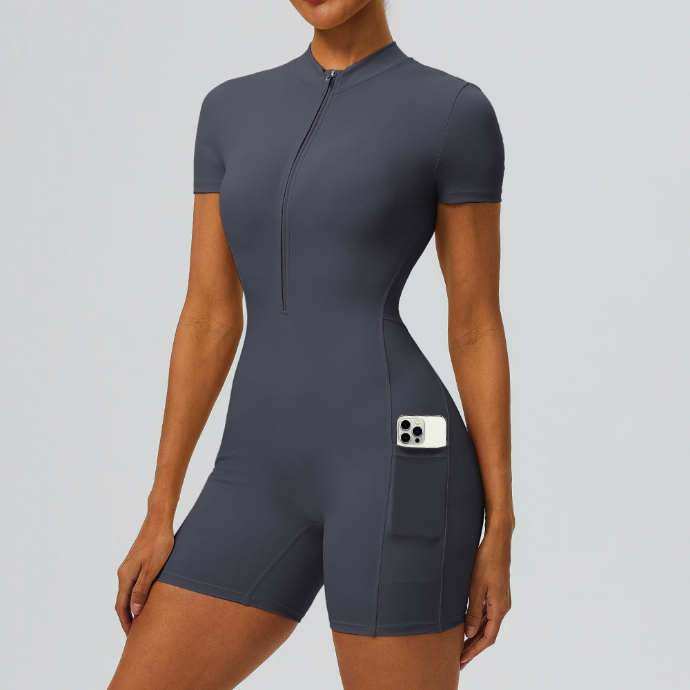 Butt-Lifting jumpsuit with pockets fitness bodysuit