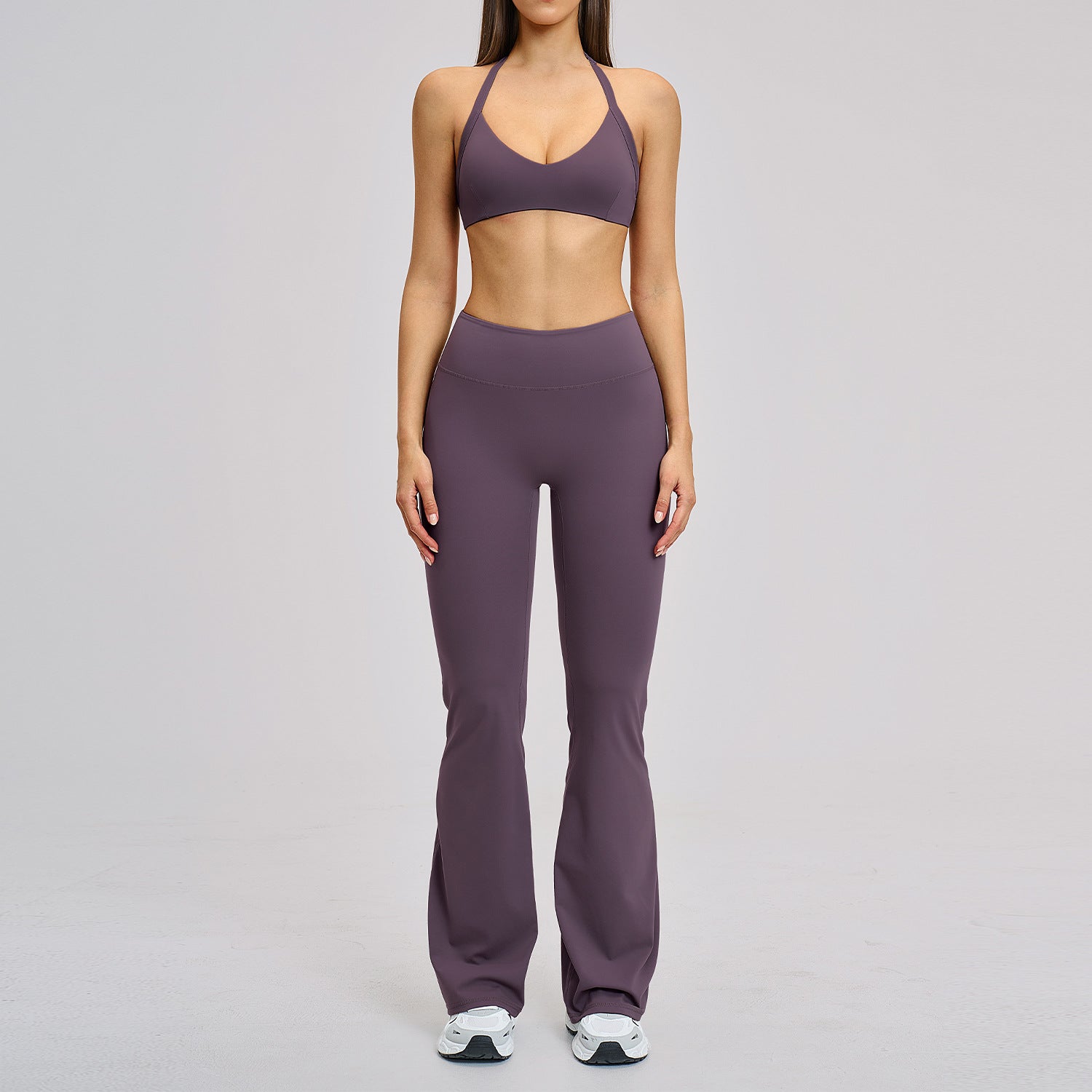 Hot-selling new style sports bras with flare fitness gym set for women