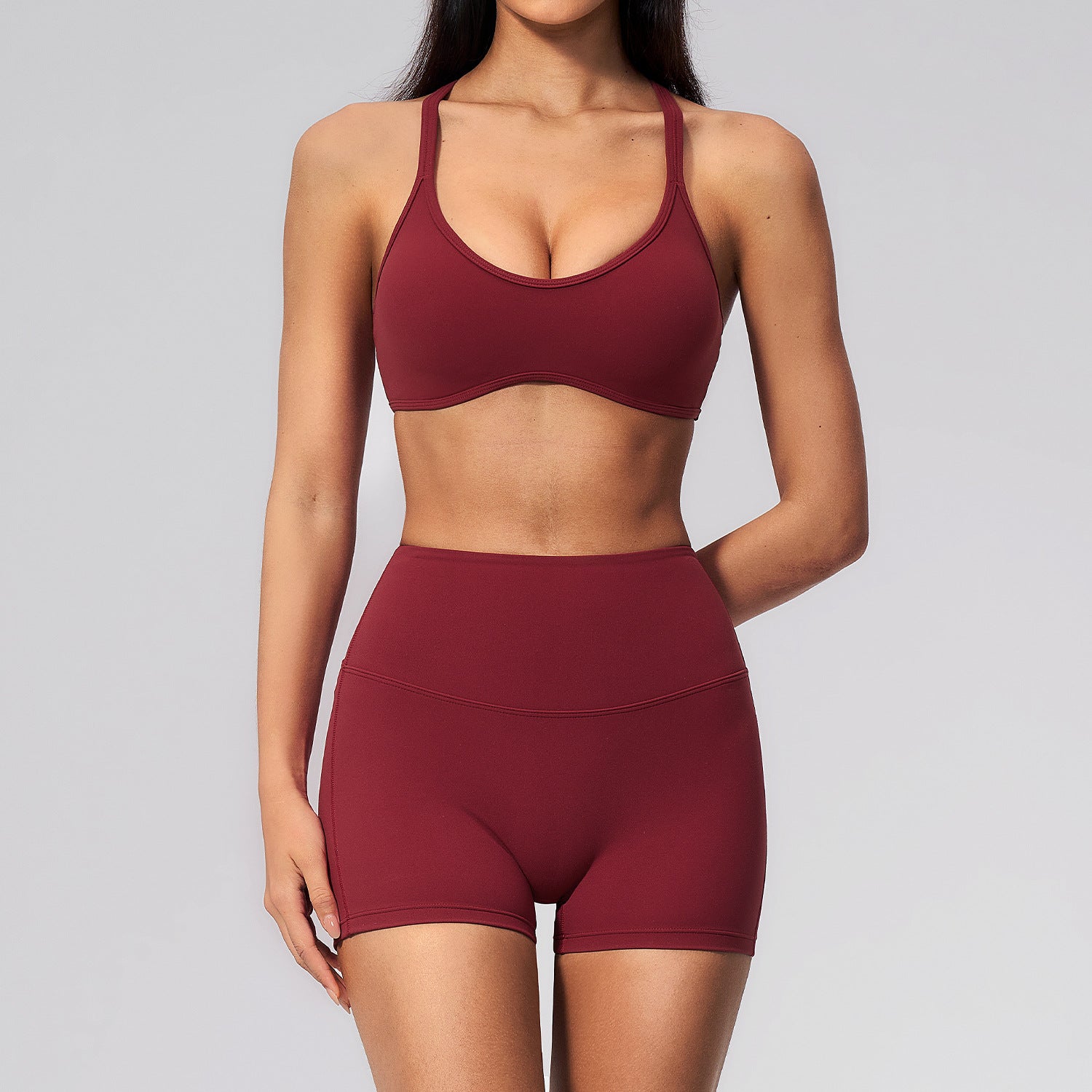 Women's wholesale quick-drying bras with shorts fitness set