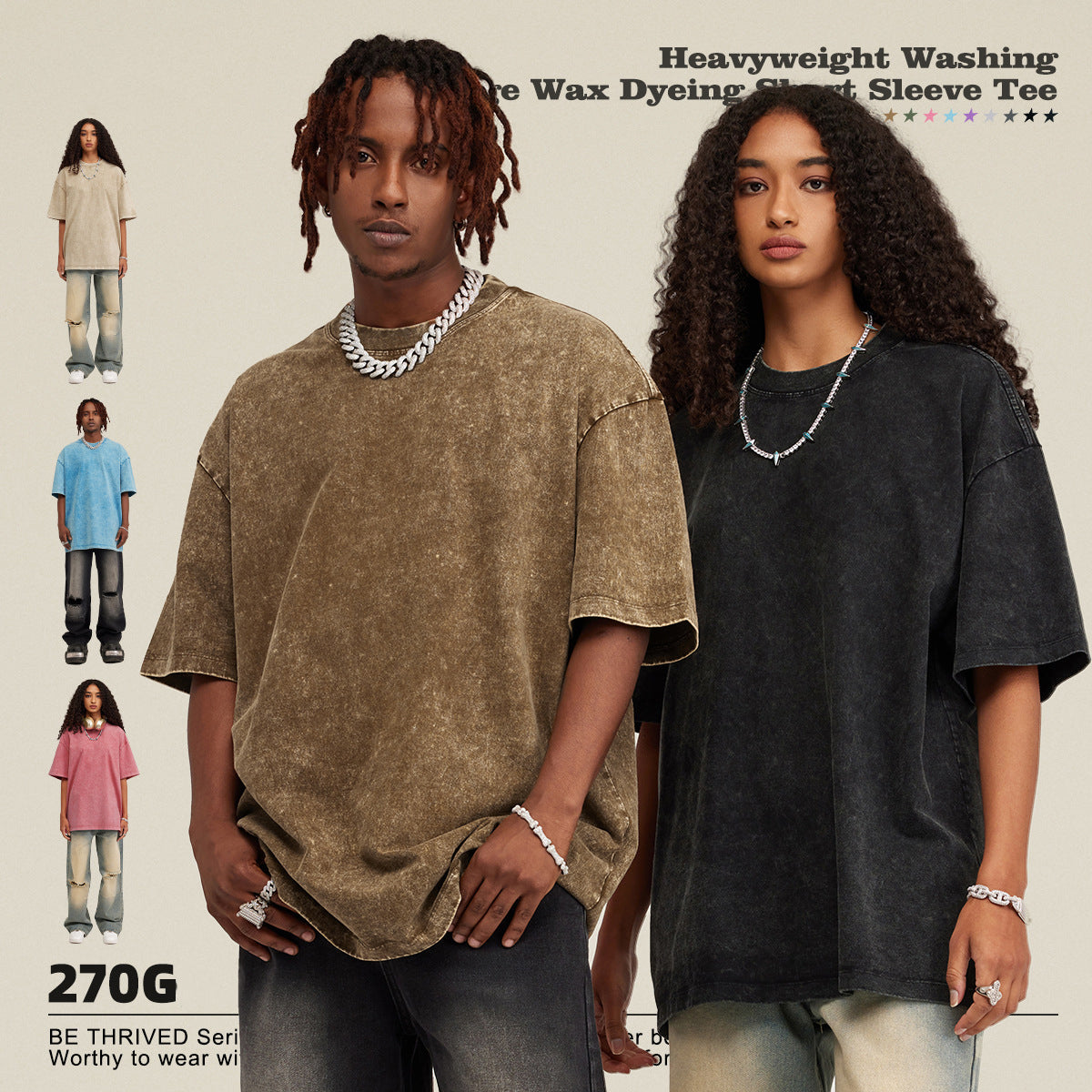 Men's Wear Heavy Washed Short Sleeve Round Neck