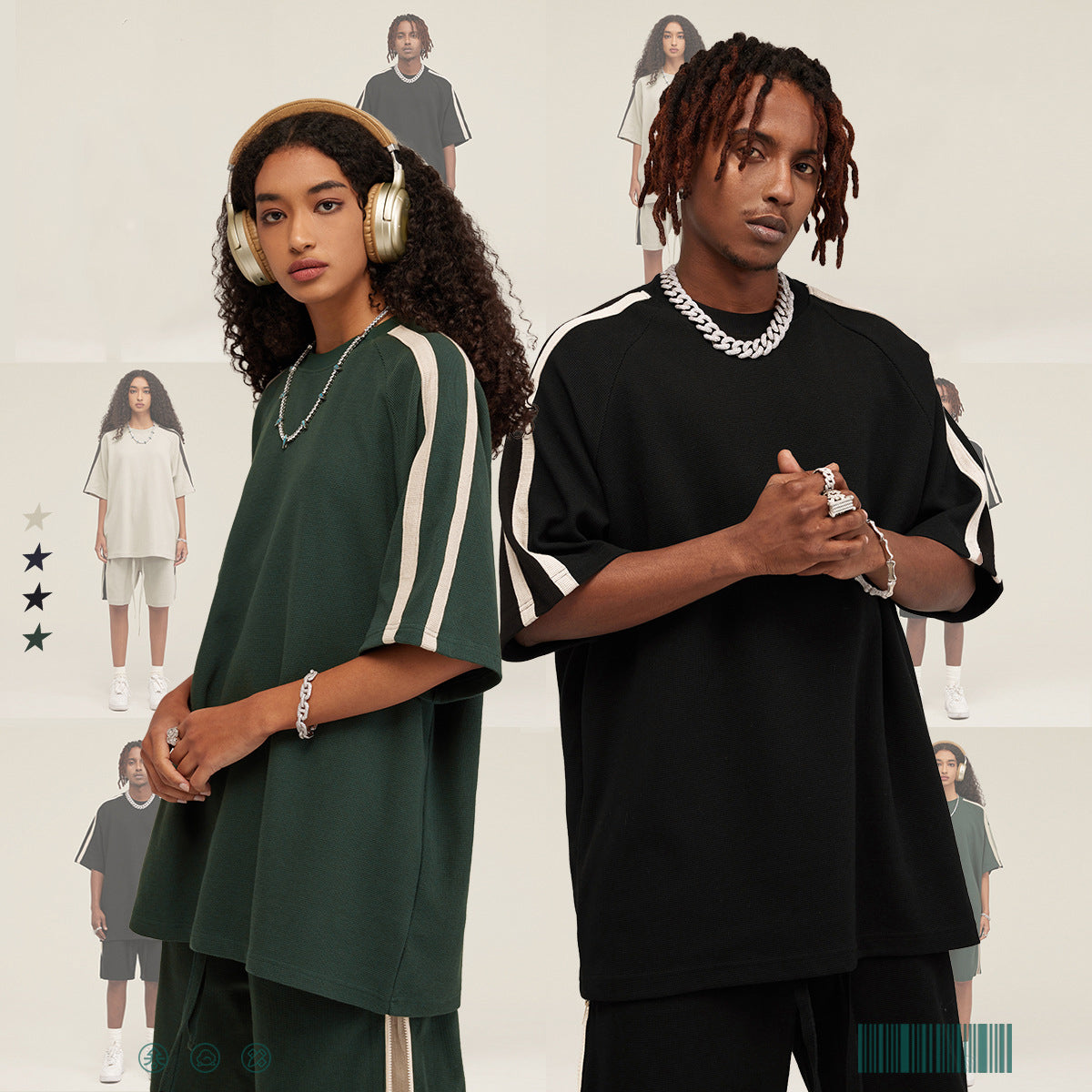 Wholesale Wear Contrast Color Large Size Half-Sleeve