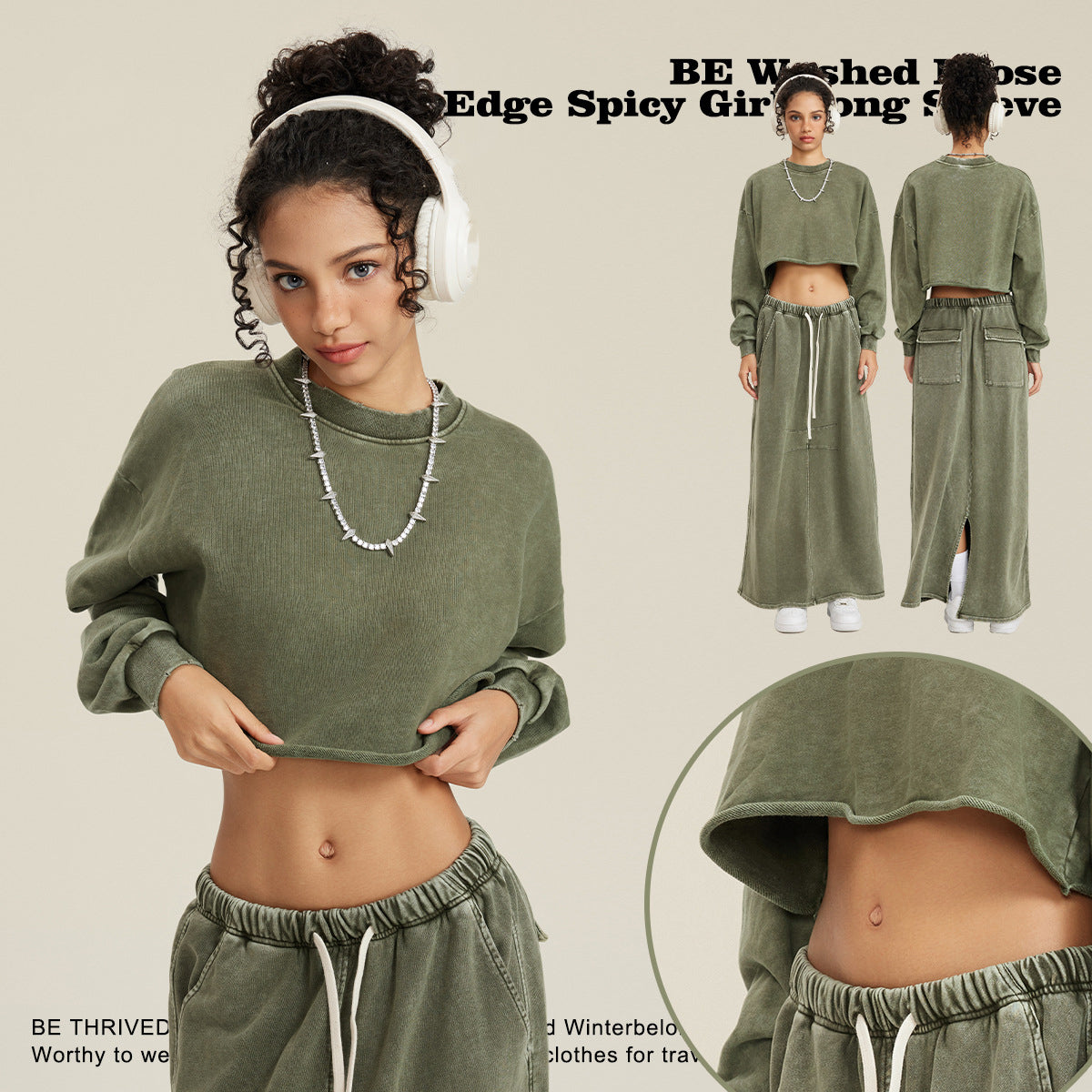Women's Relaxed Washed Edge Crop Top