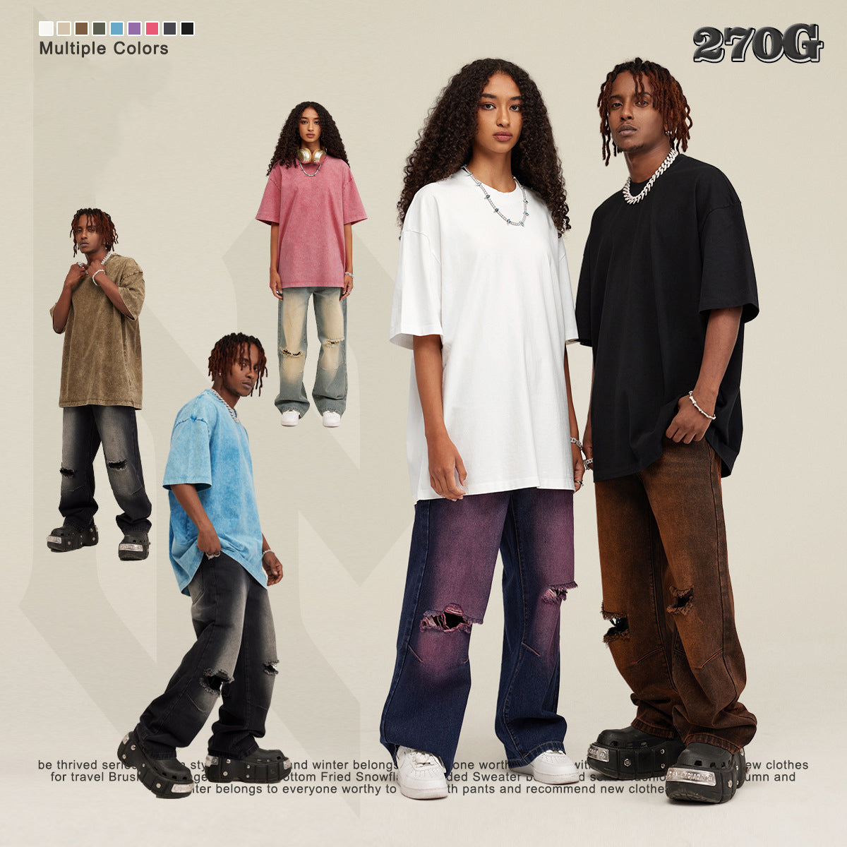 Men's Wear Heavy Washed Short Sleeve Round Neck