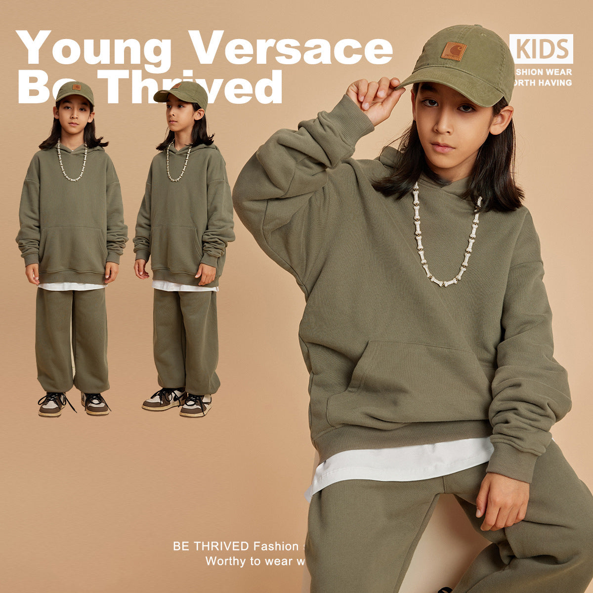 Children's Sweatshirt Hoodie Solid Color Heavy Fleece