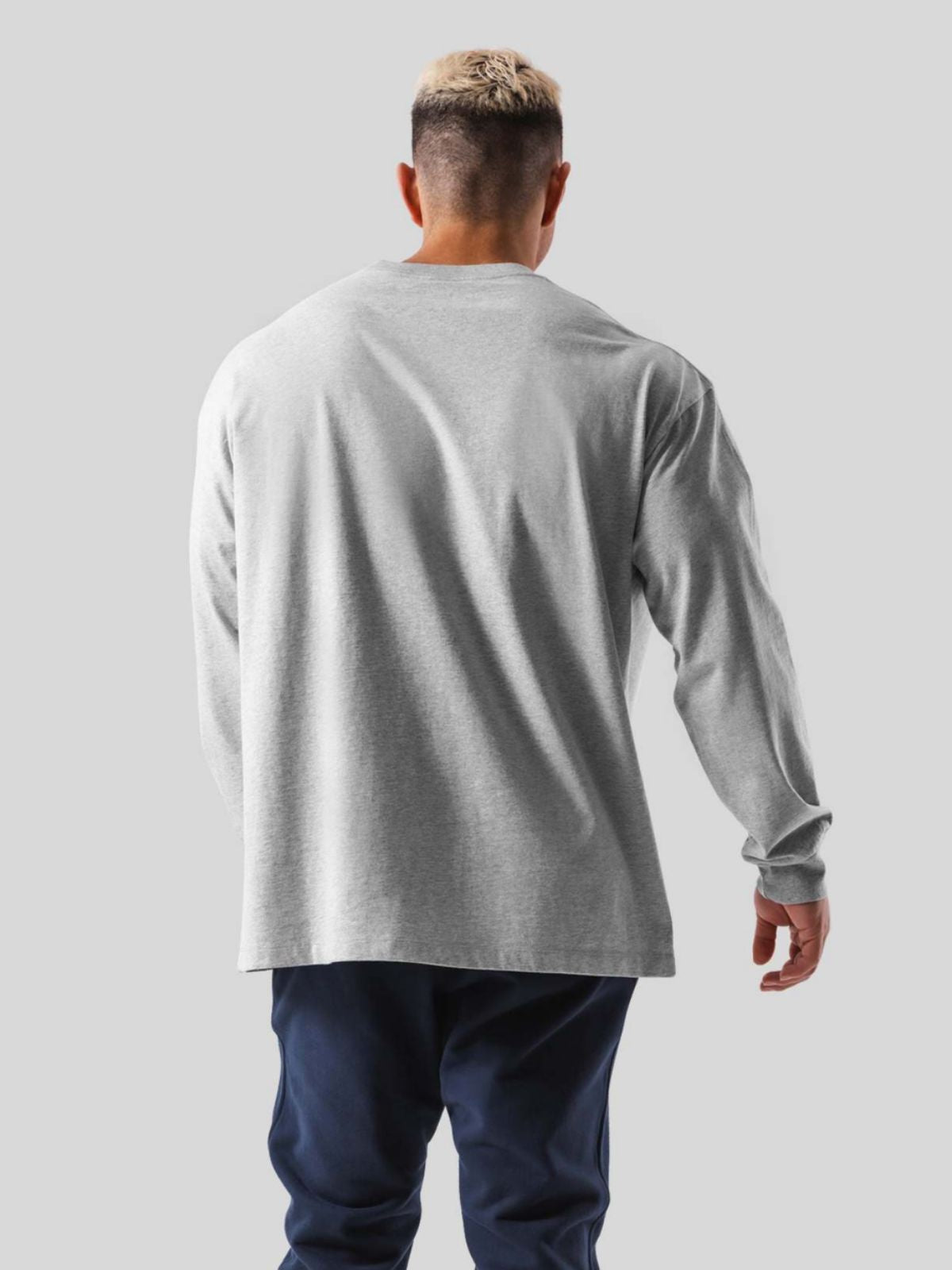 Men's Large Size Long-Sleeve T-Shirt Round Neck Loose Shoulder
