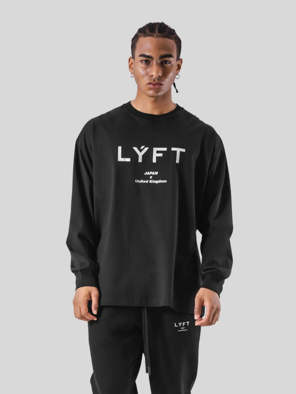 Men's Large Size Long-Sleeve T-Shirt Round Neck Loose Shoulder