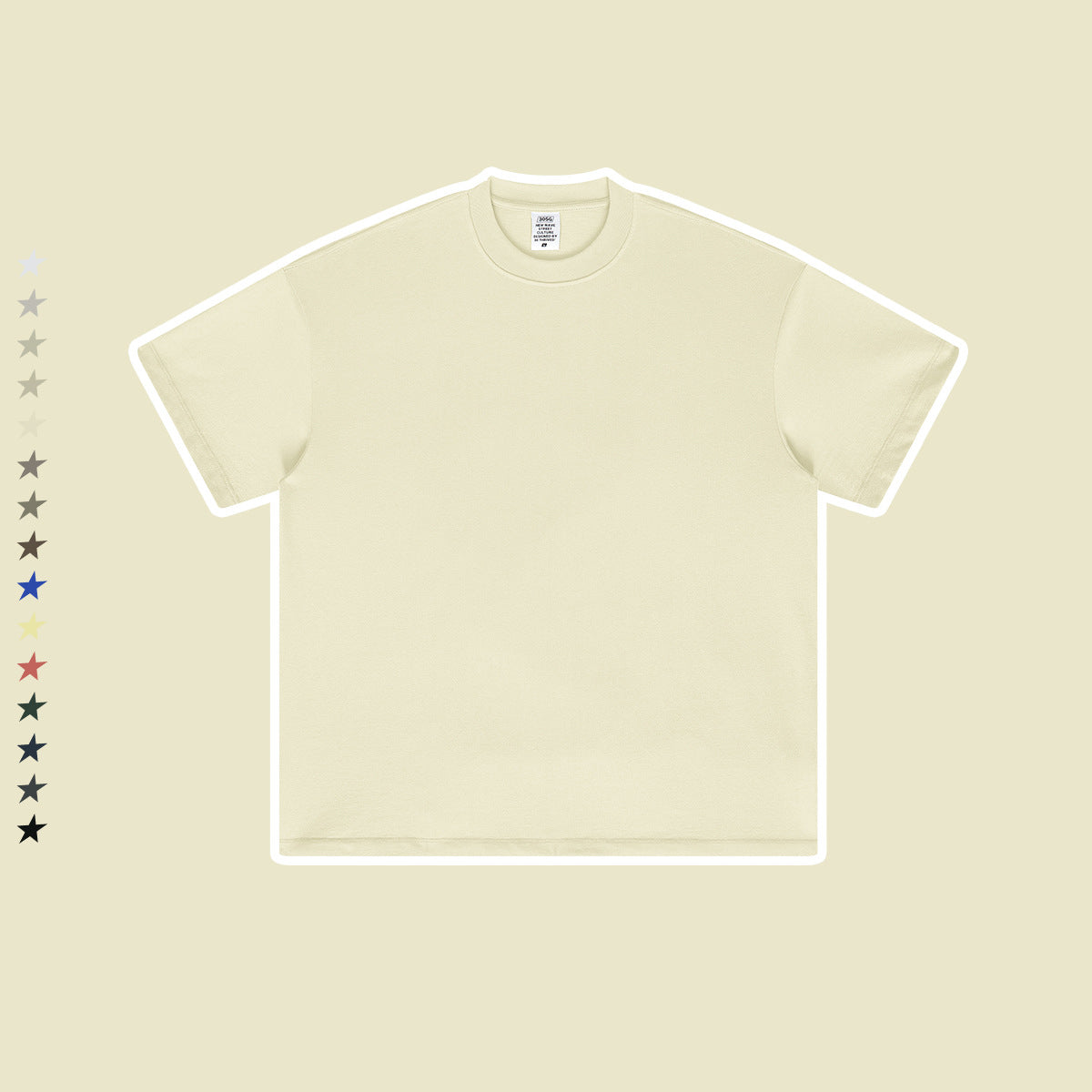 Men's Loose Fit Small Neck Solid Color Tee