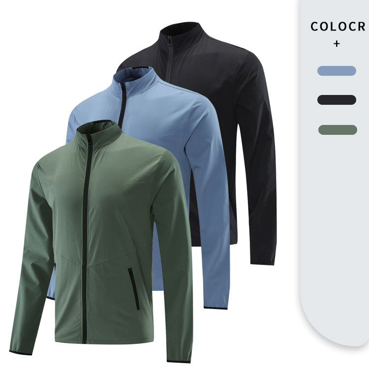 Men's Leisure Running Jacket Casual Breathable Zipper Stand Collar Quick-Drying Fitness