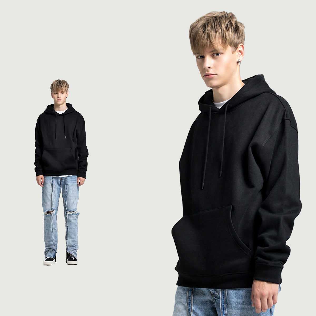 Men's Wear Plus Velvet Thickened Hooded