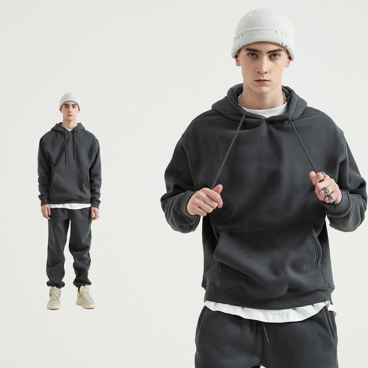 Men's Wear Plus Velvet Thickened Hooded