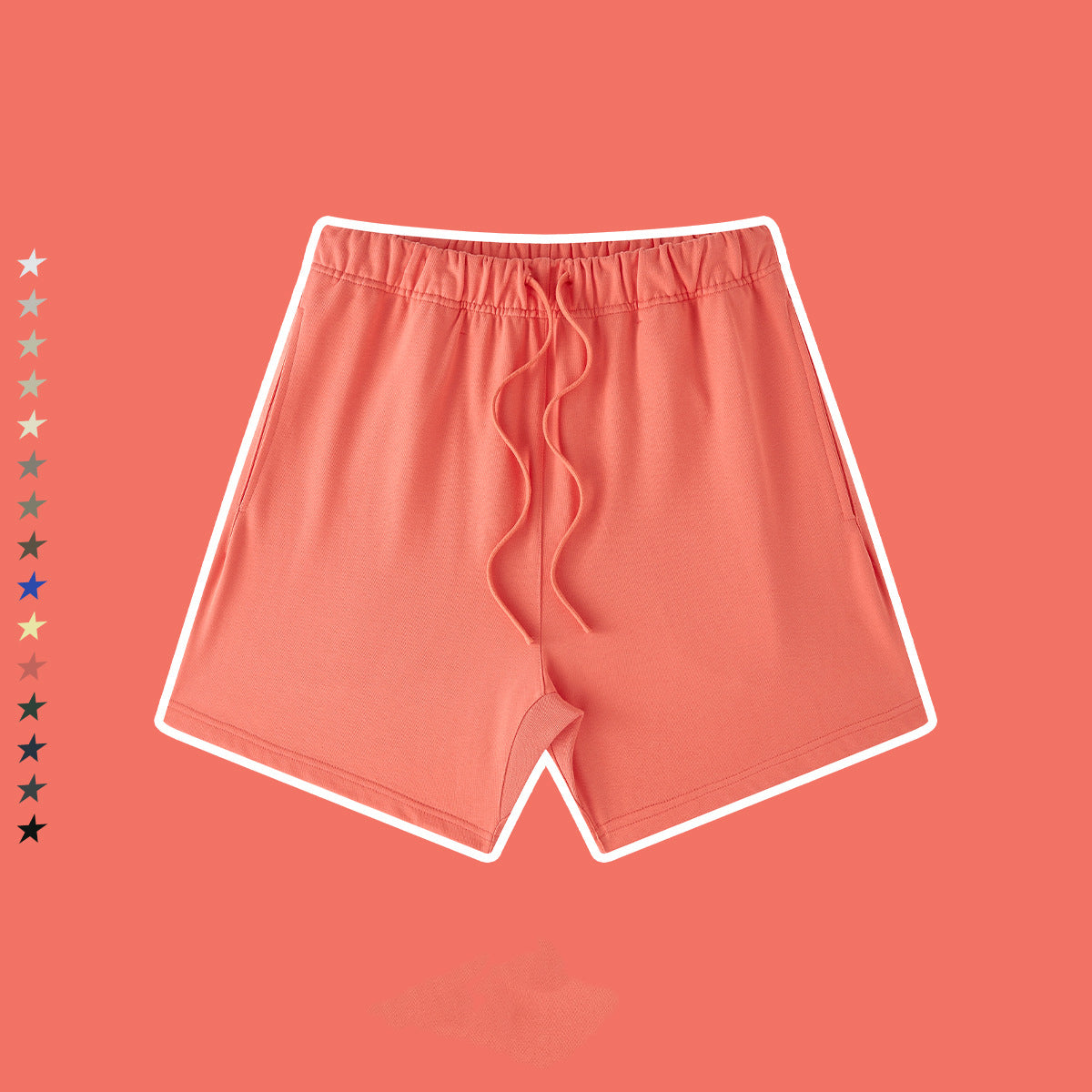 Men's Loose Drawstring Casual Shorts Color Tee