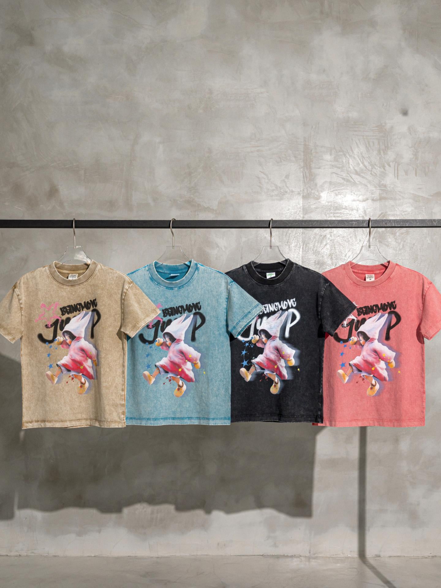 Children's Clothing Washed and Distressed Pure Cotton Short-Sleeved Loose