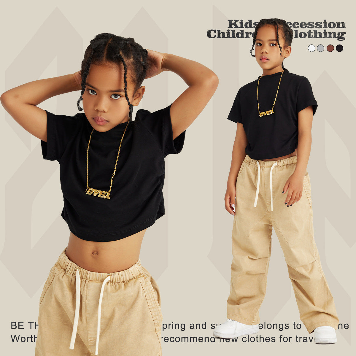 Children's Bone Pleat Design Short-Sleeved T Shirt