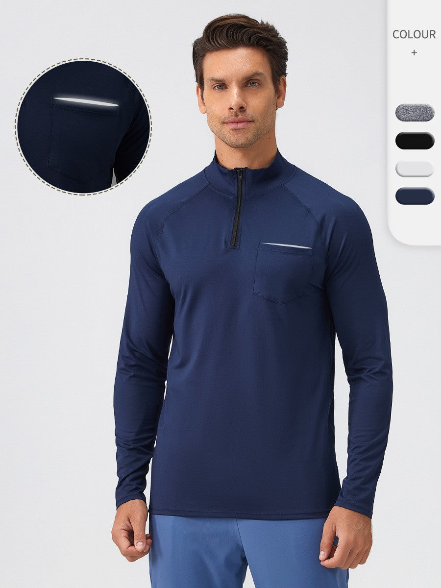 Men's Fitness Stand-Collar Sports Long-Sleeved Half-Zip Clothing