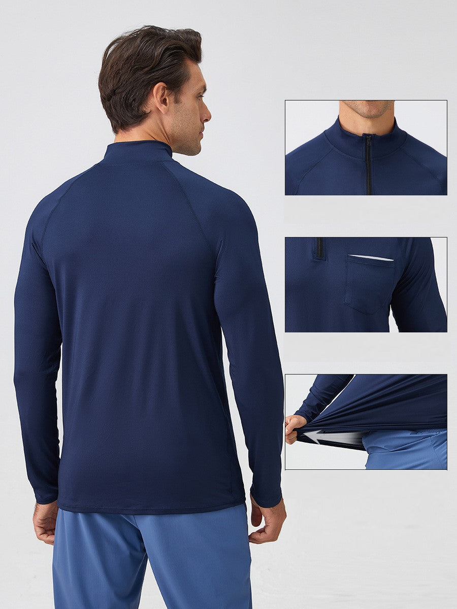 Men's Fitness Stand-Collar Sports Long-Sleeved Half-Zip Clothing