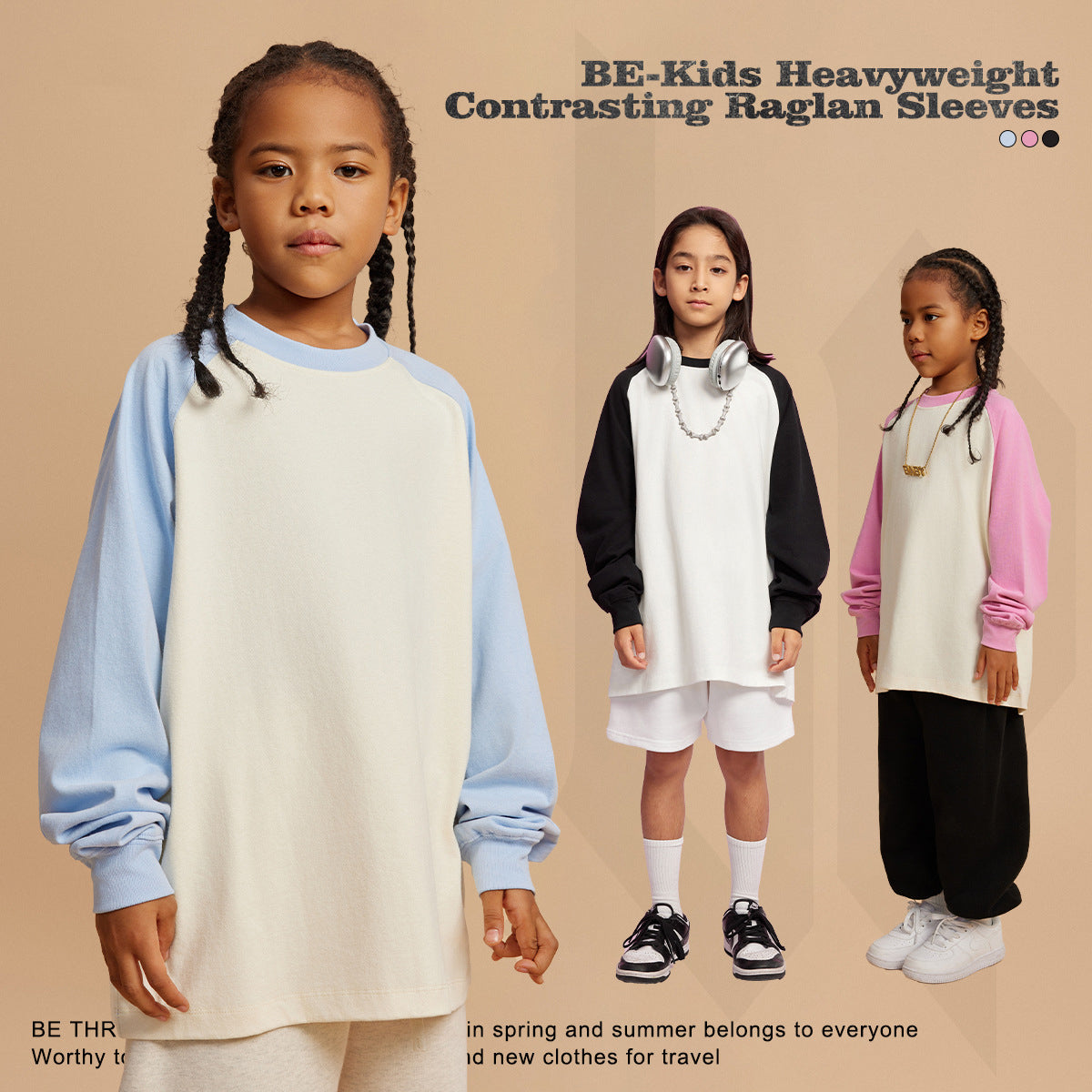 Children's Contrasting pure cotton long-sleeve T-shirt