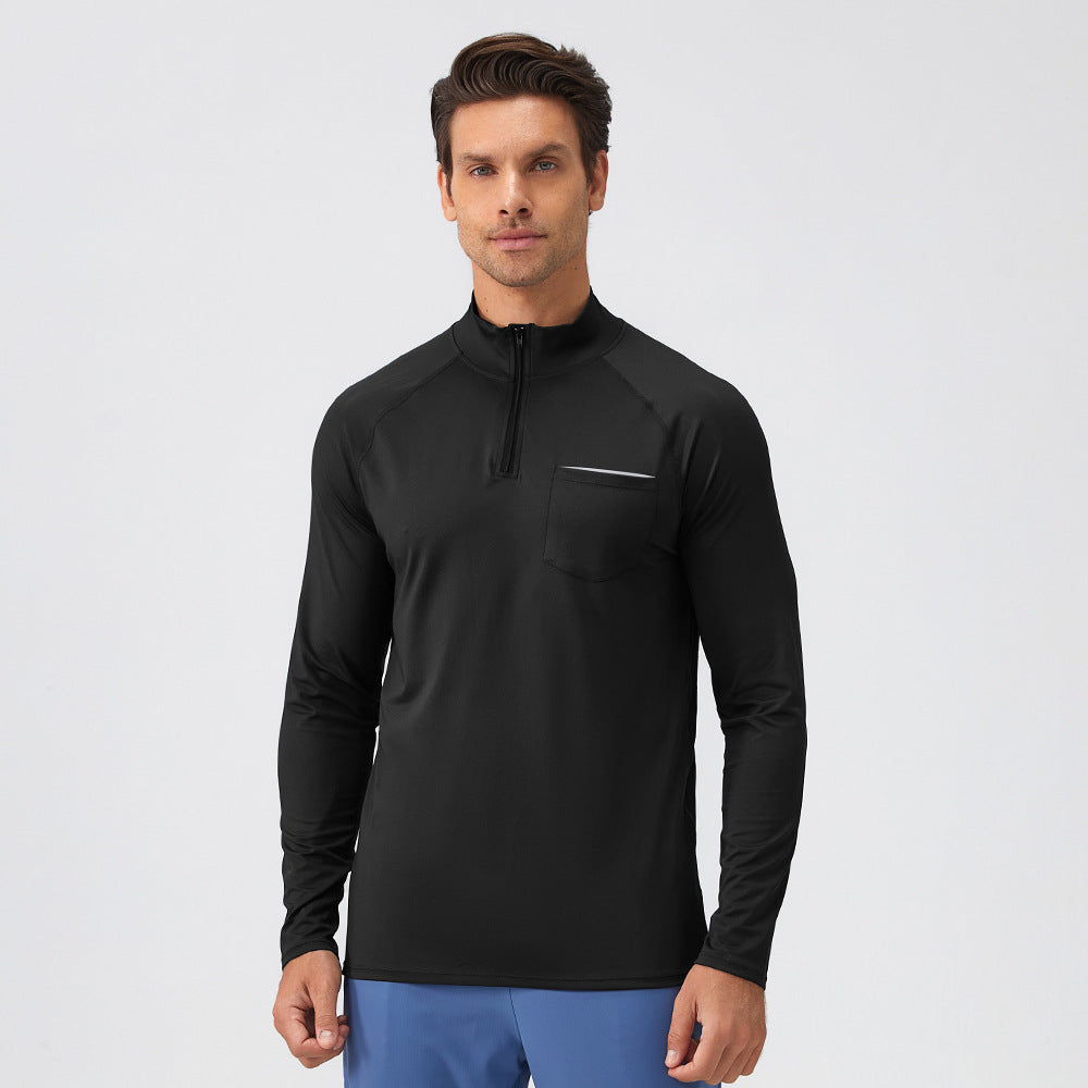 Men's Fitness Stand-Collar Sports Long-Sleeved Half-Zip Clothing