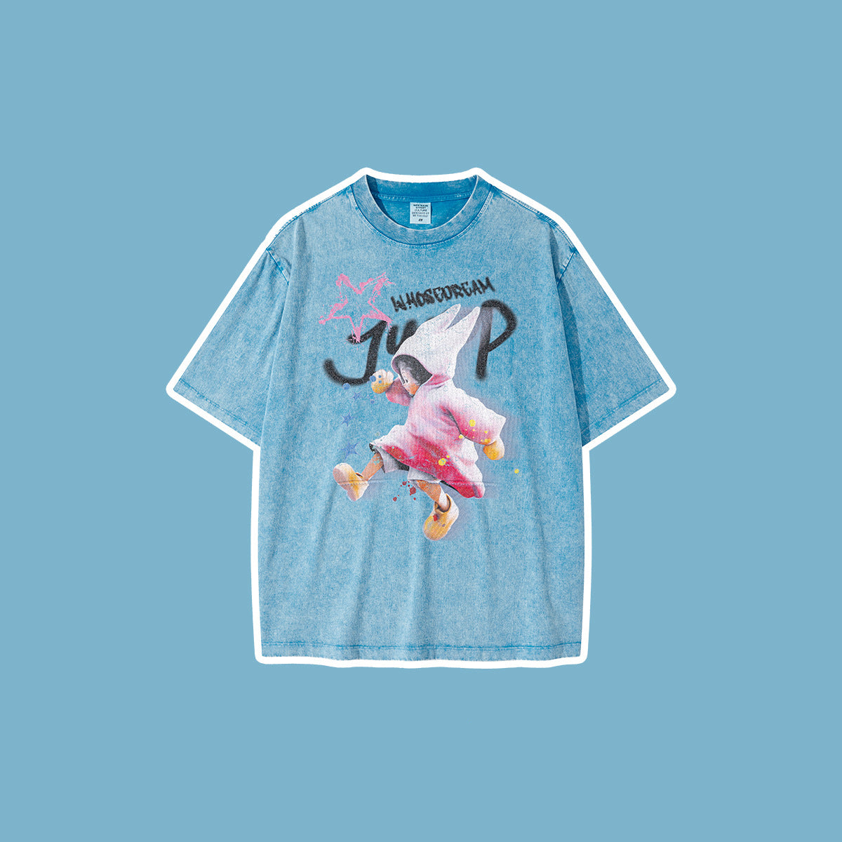 Children's Clothing Washed and Distressed Pure Cotton Short-Sleeved Loose