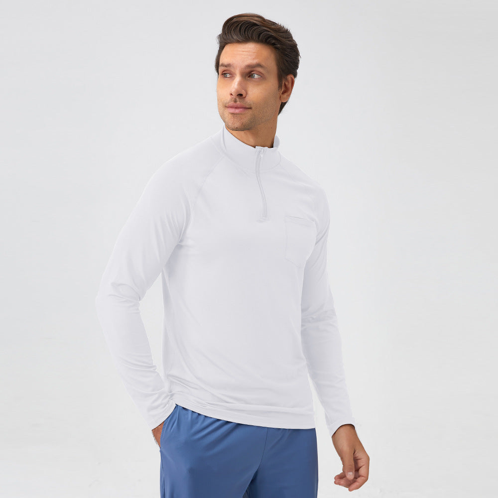 Men's Fitness Stand-Collar Sports Long-Sleeved Half-Zip Clothing