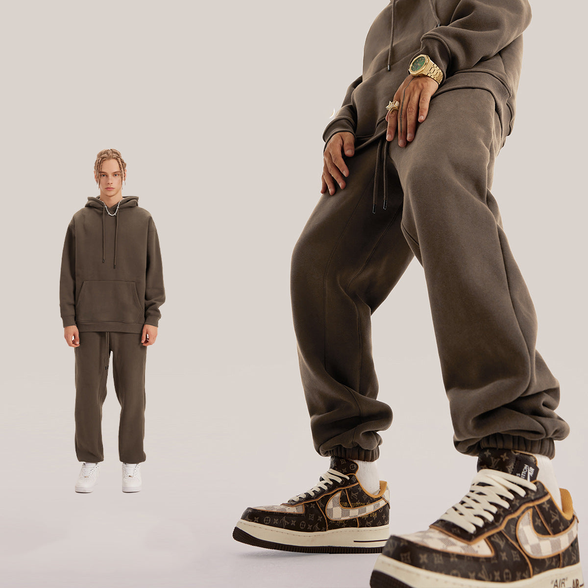 Men's Winter Relaxed Fit Fleece Warm Sweatpants Hip Hop Elastic Waist Jogger