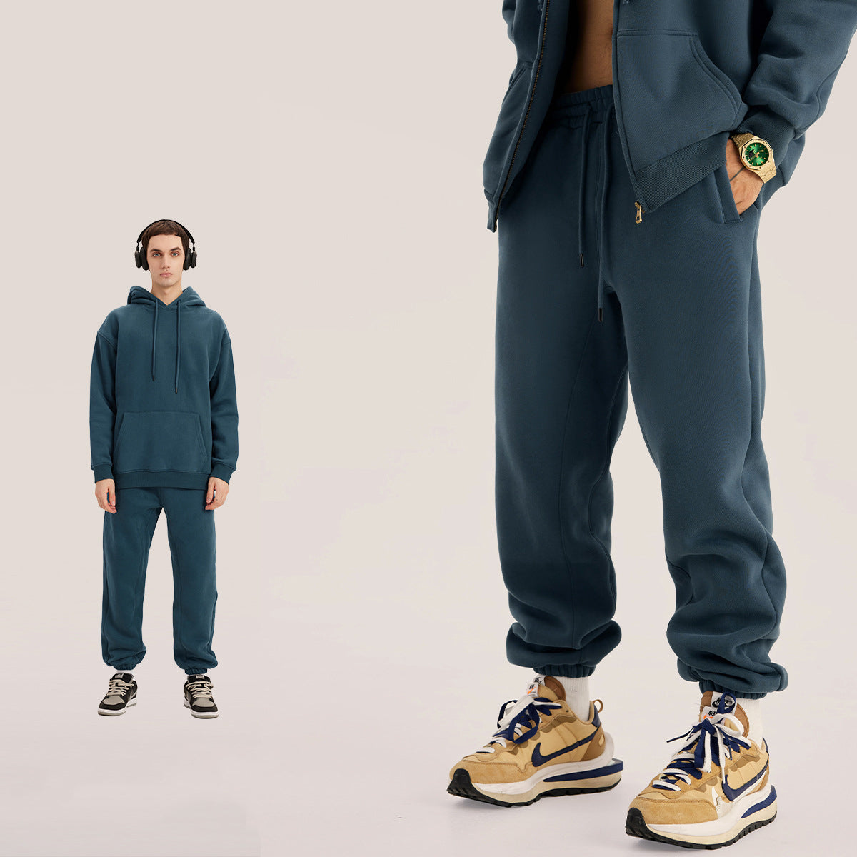 Men's Winter Relaxed Fit Fleece Warm Sweatpants Hip Hop Elastic Waist Jogger